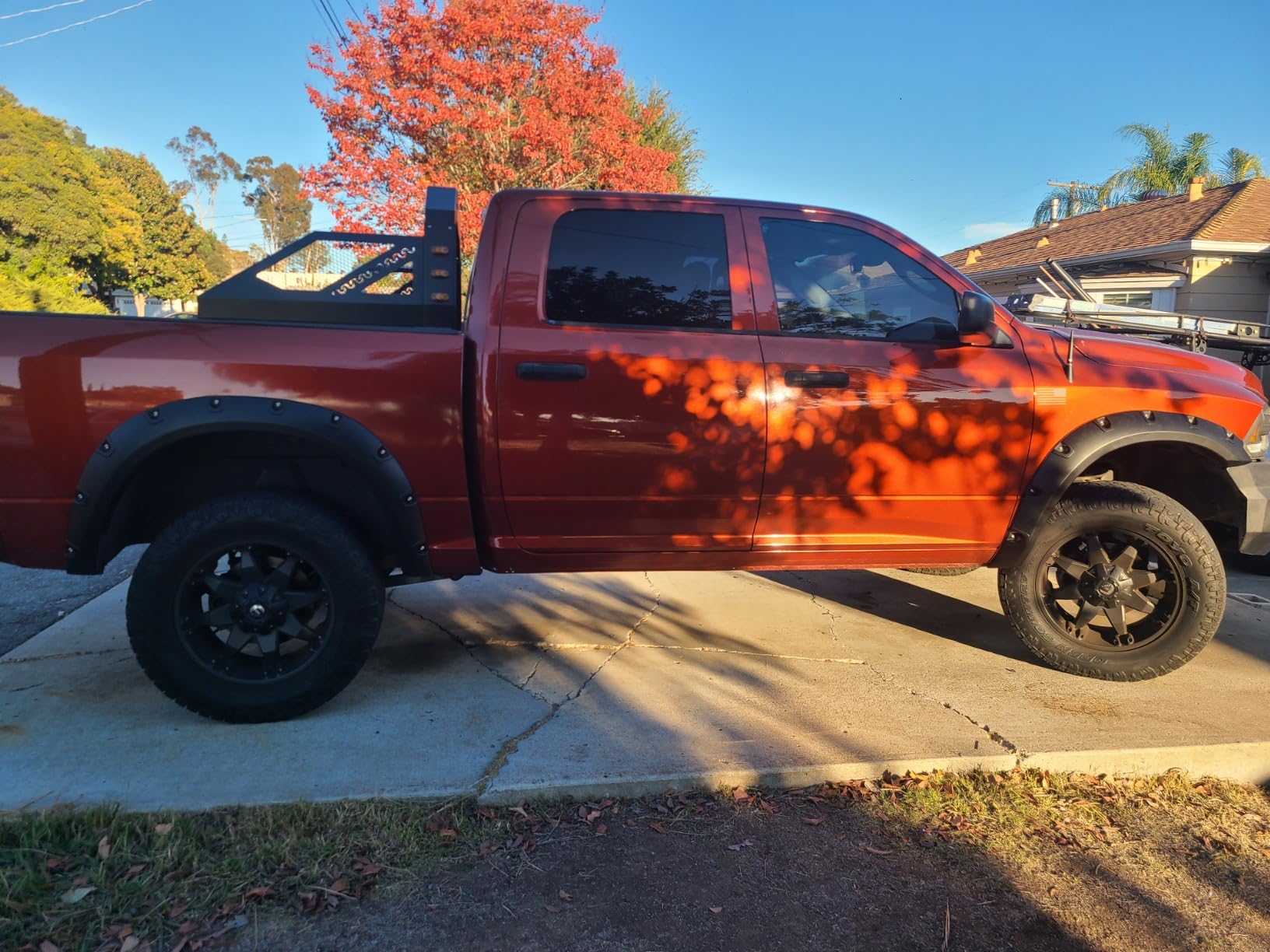 LEDKINGDOMUS Front Rear Fender Flares Kit Compatible for 2009-2018 Dodge Ram 1500, 2019-2024 1500 Classic, Smooth Black Finish Truck Wheel Flares, Pocket Rivet Style (Exclude R/T Models) customer photo 2