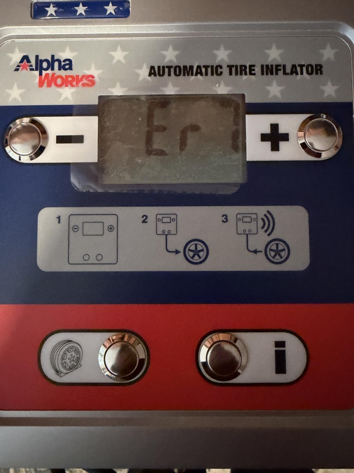 AlphaWorks Automatic Tire Pressure Gauge Inflator - LCD Display, Wall Mountable, 1/4