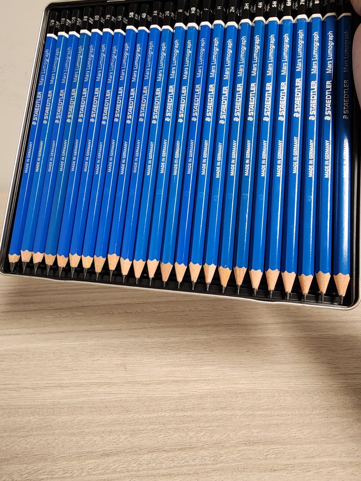 STAEDTLER Mars Lumograph Drawing Pencils: Set of 24 in Metal Case - Presharpened Graphite Art Pencils - Hardness Grades 12B-10H customer photo 2