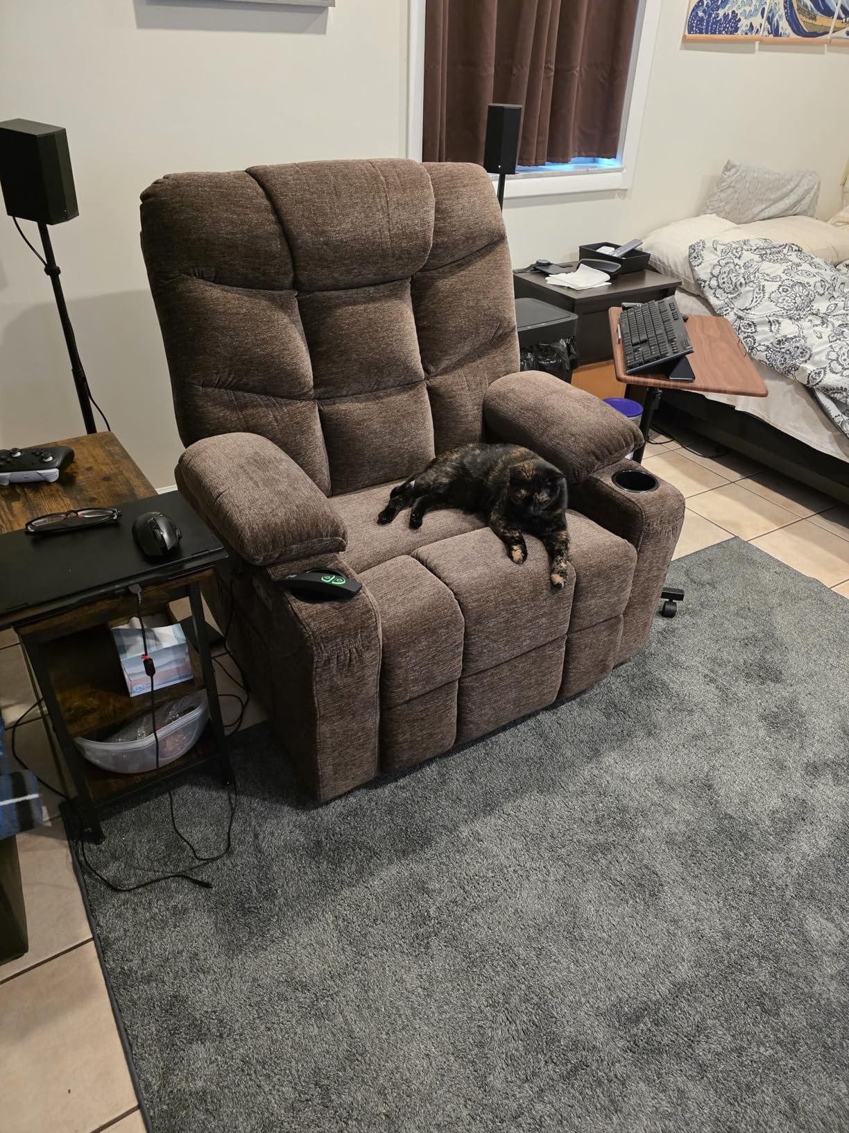 MCombo Power Lift Recliner Chair with Extended Footrest for Elderly People, Fabric 7287 (Brown, Medium) customer photo 1