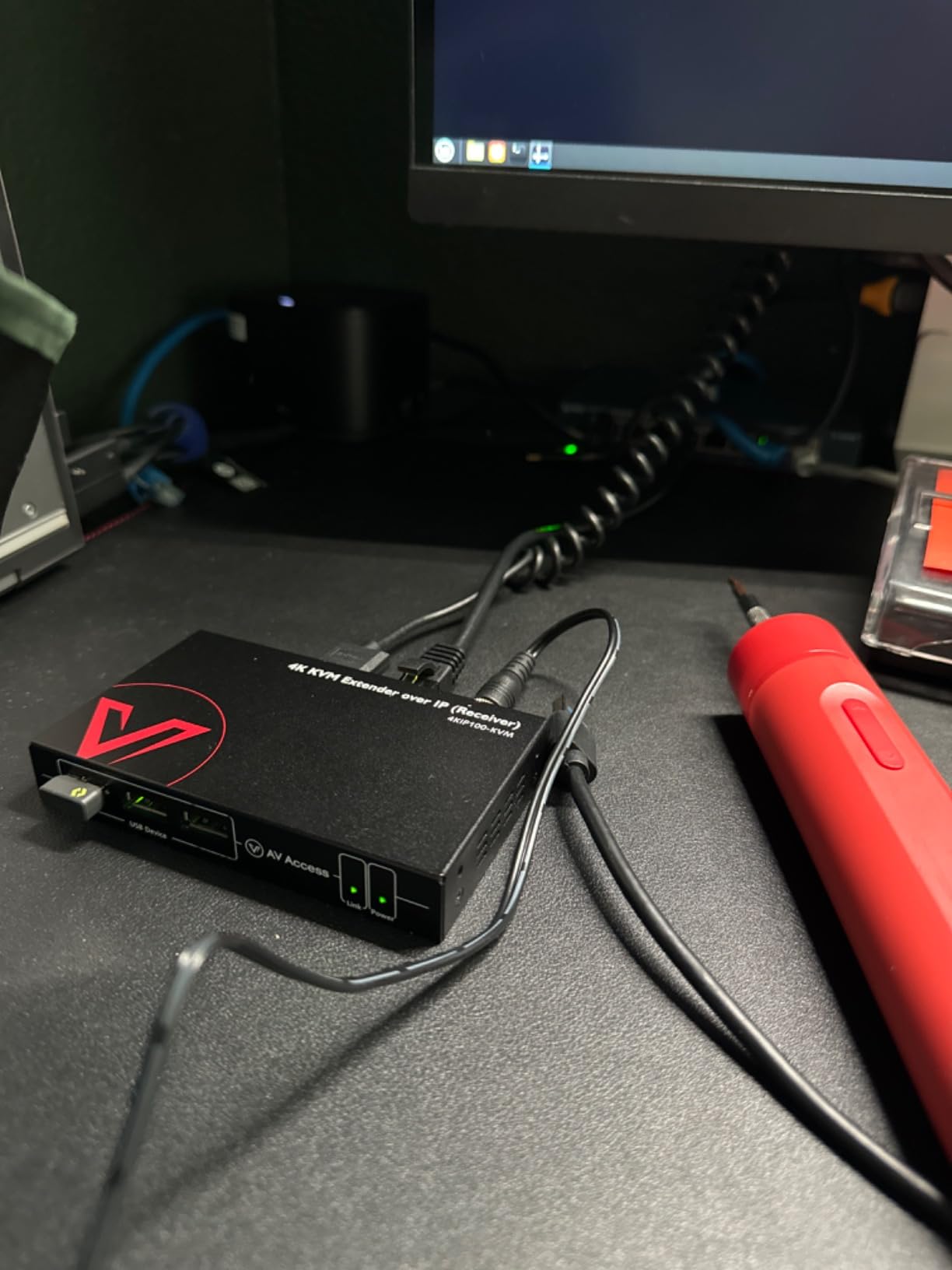 AV Access 4K HDMI USB KVM Extender TCP/IP Over Single Cat5e/6/6a/7 up to 120M(390ft), 1080P@120Hz, Plug & Play, Keyboard & Mouse Over Network, Zero Latency, 3 Ports USB Hub, DIP up to 16 Sets customer photo 1