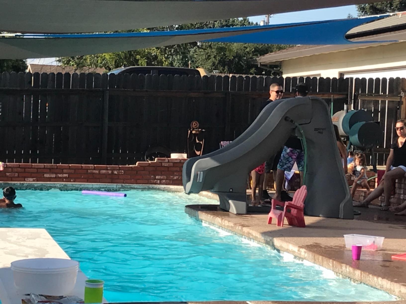 S.R.Smith SlideAway Pool Slide, Gray - Premium Water Slide for Inground Swimming Pool - Deck Mounted with Enclosed Ladder for Safety customer photo 1