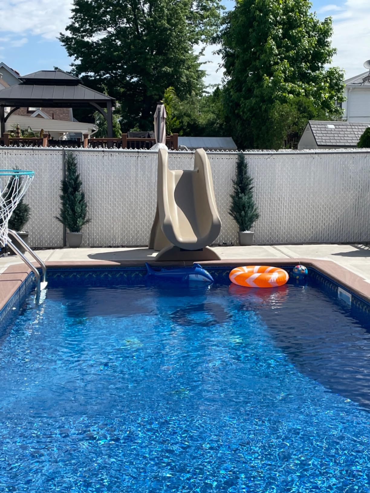 S.R.Smith SlideAway Pool Slide, Gray - Premium Water Slide for Inground Swimming Pool - Deck Mounted with Enclosed Ladder for Safety customer photo 2