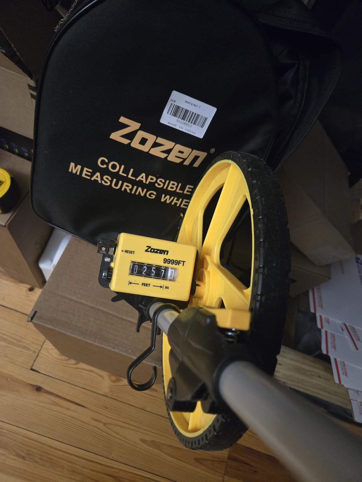 Zozen Measuring Wheel in Feet and Inches, Mechanical/Double Collapsible/One Key to Reset/Kickstand to Keep Stand/Starting Point Arrow and Cloth Carrying Bag, 0-9,999 Ft Measure Wheel customer photo 1