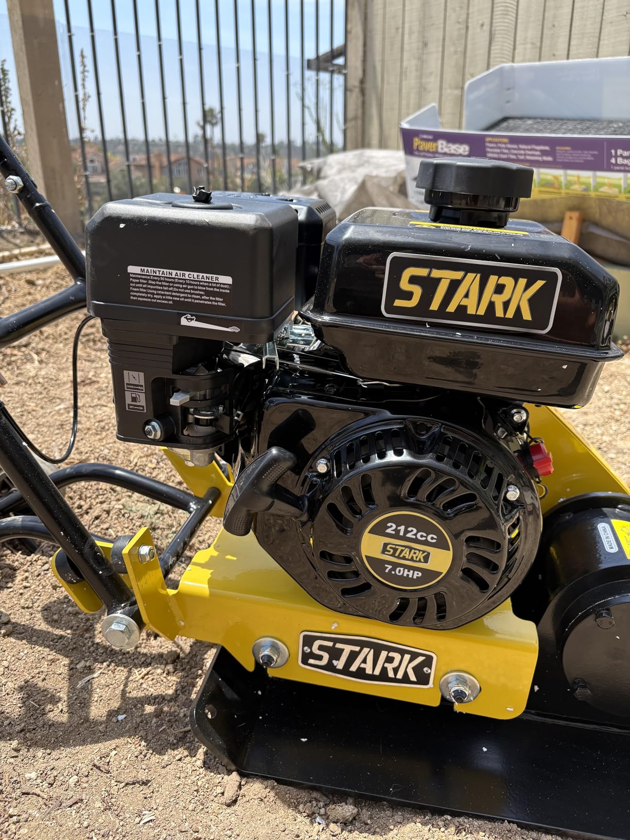 Stark USA 7.0HP 5000VPM 5500MAX Gas Vibration Compaction Force 20 x 14 inch Plate Compactor Tamper Concrete w/Built-in Wheel customer photo 2