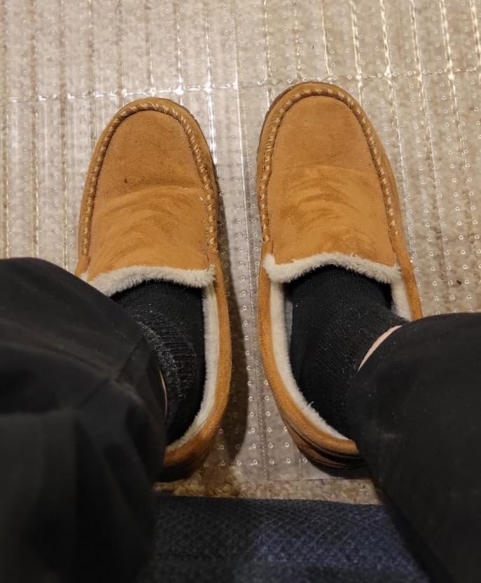 Lulex Moccasins for Men House Slippers Indoor Outdoor Plush Mens Bedroom Shoes with Hard Sole customer photo 2