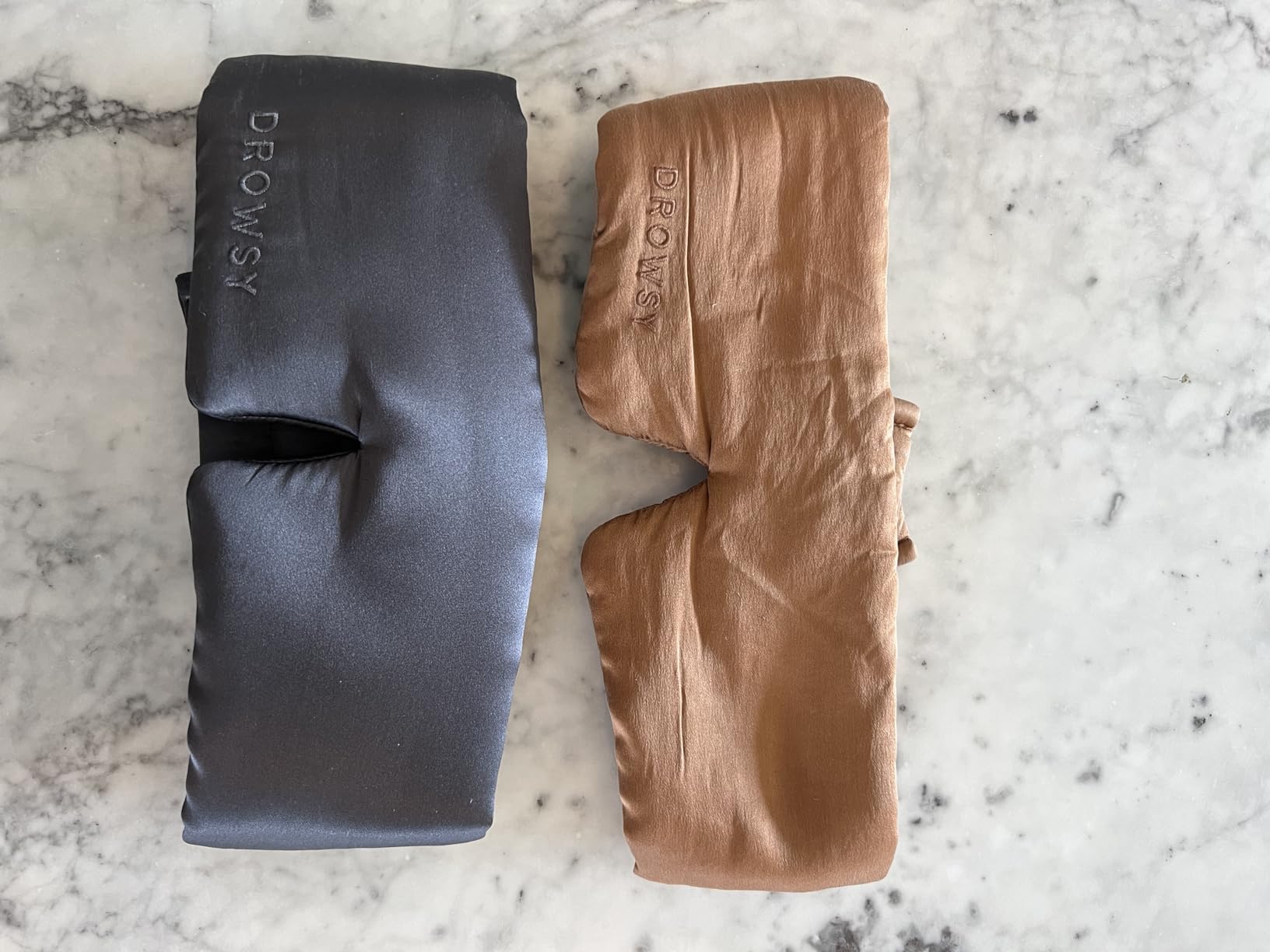 DROWSY Silk Sleep Mask - Face-Hugging, Padded Cocoon for Luxury Sleep in Total Darkness - 100% Pure Mulberry Silk, Skin-Hydrating & Adjustable (Midnight Blue) customer photo 2