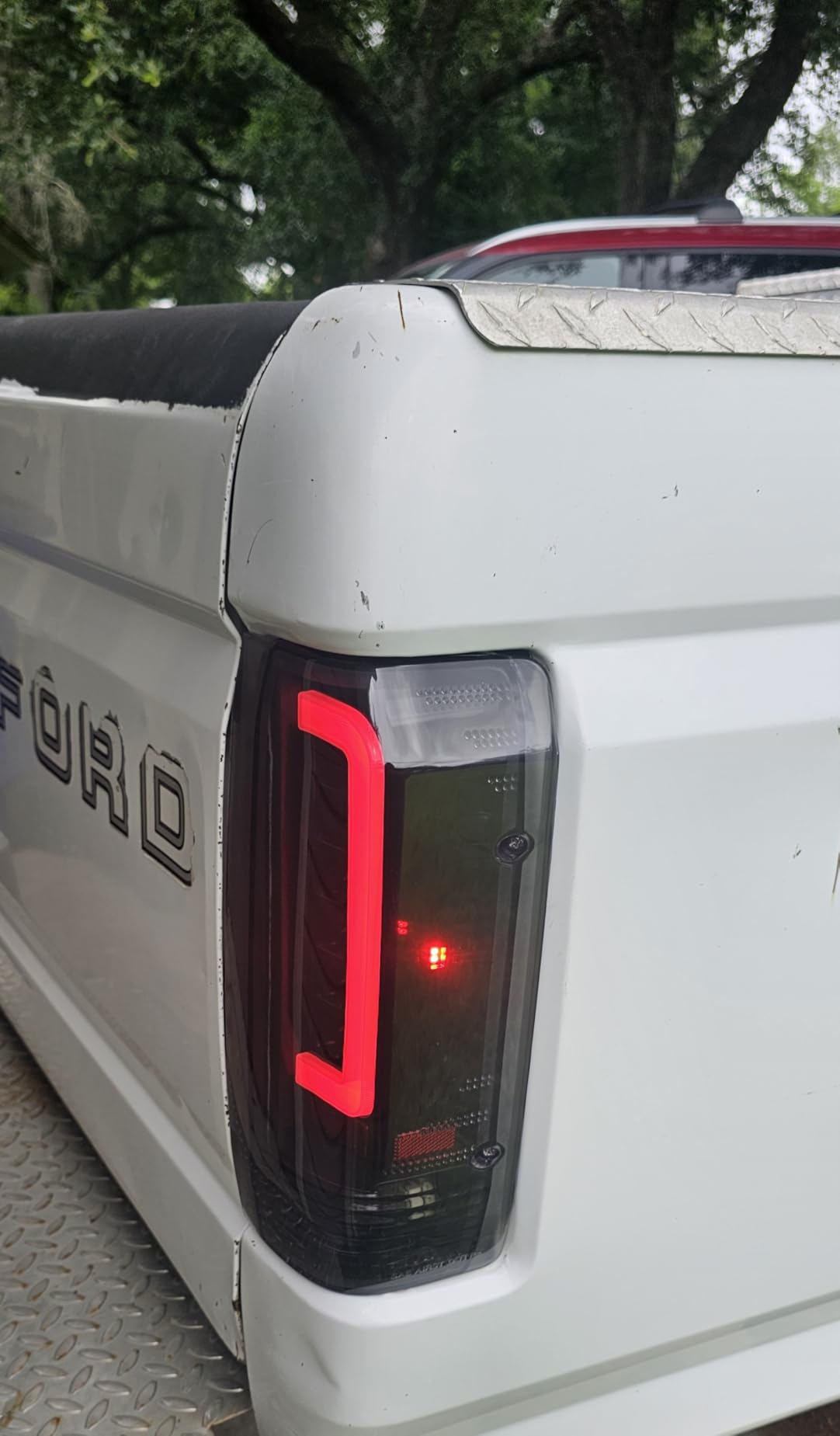 AmeriLite Truck 3D C-Type Halogen, Led, Tube Dark Smoke Replacement Tail Light Set For 1989-1996 Ford F150 Bronco F250 F350 - Passenger and Driver Side, Vehicle Light Assembly, Black customer photo 2