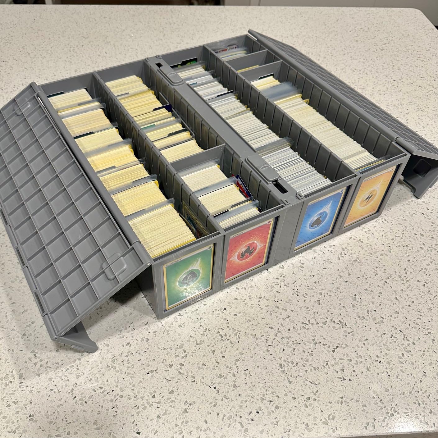 BCW Collectible Card Bin - Single Gray | Storage Box for Trading Cards | Holds 3200 Cards | Includes 4 Card Storage Partitions | Loose Trading Card Storage for Pokemon, MTG, and Sports Cards customer photo 2