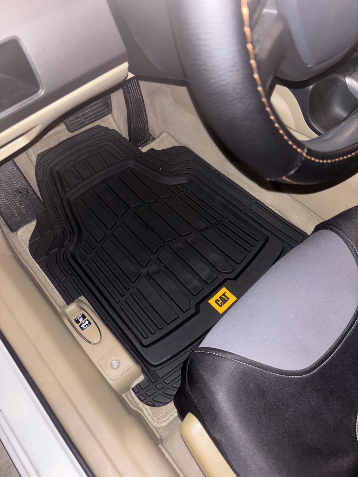Cat® ToughRide™ Heavy-Duty 3 Piece Rubber All Season Floor Mats for Car Truck Van SUV, Black - Premium Trim to Fit Cars Floor Mat, All Weather Deep Dish Automotive Floor Mats, Total Dirt Protection customer photo 1