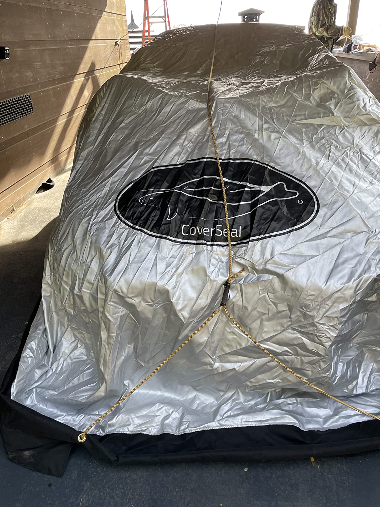 Heavy Duty Outdoor Car Cover with Patented Weighted Ground Conforming Apron Seal - Wind Resistant, Dust, & Water Protection for Automobiles - Sports Size 189 L x 75 W x 67 H inch Max customer photo 1