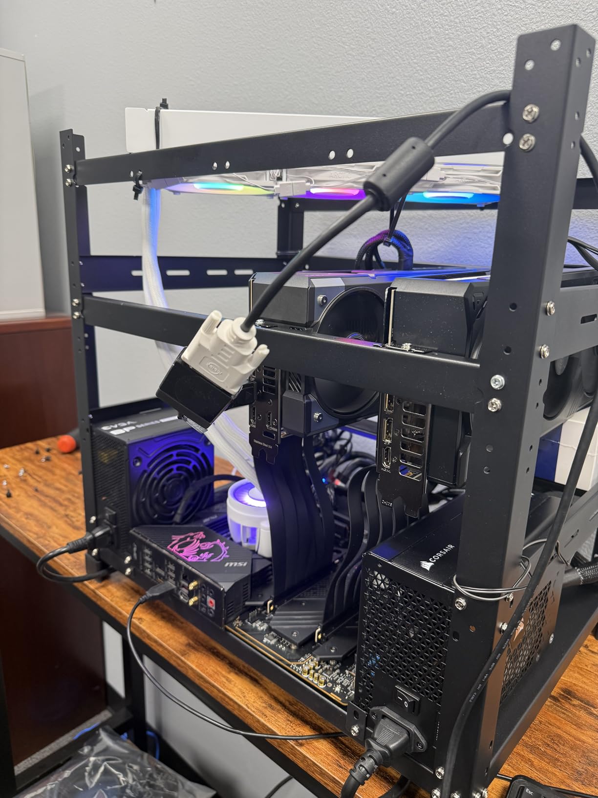 AAAwave 12GPU Mining Rig Frame - The Sluice V2 Steel Open Frame Mining Rig Case, Stackable Chassis for Crypto Coin Currency & AI Machine Learning Applications - Frame Only (Black) customer photo 2