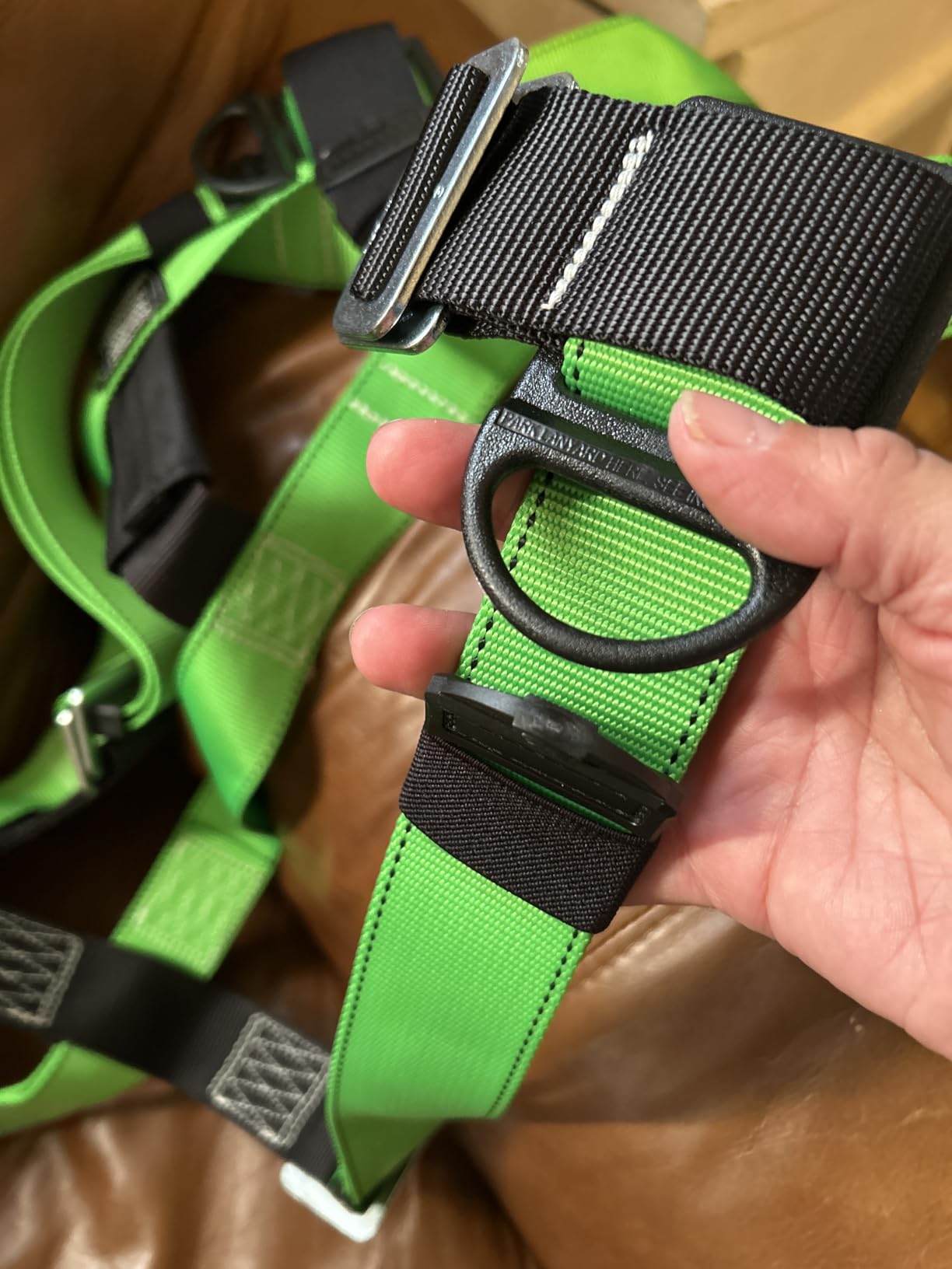 AFP Universal Full-Body Fall Protection Safety Harness with Dorsal D-Ring and Mating Buckle Legs | Roofer, Construction, Scaffolding PPE | High-Visibility Green [OSHA/ANSI Compliant] customer photo 1