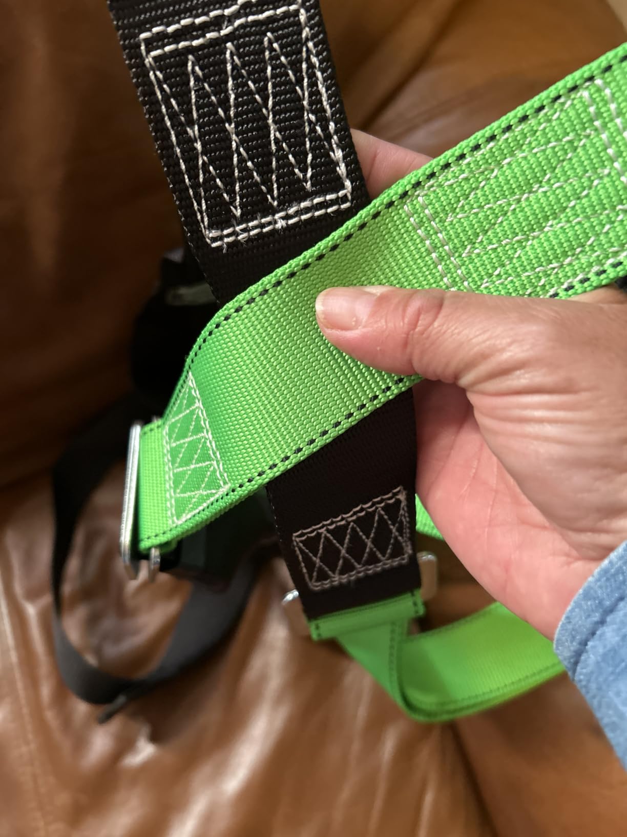 AFP Universal Full-Body Fall Protection Safety Harness with Dorsal D-Ring and Mating Buckle Legs | Roofer, Construction, Scaffolding PPE | High-Visibility Green [OSHA/ANSI Compliant] customer photo 2