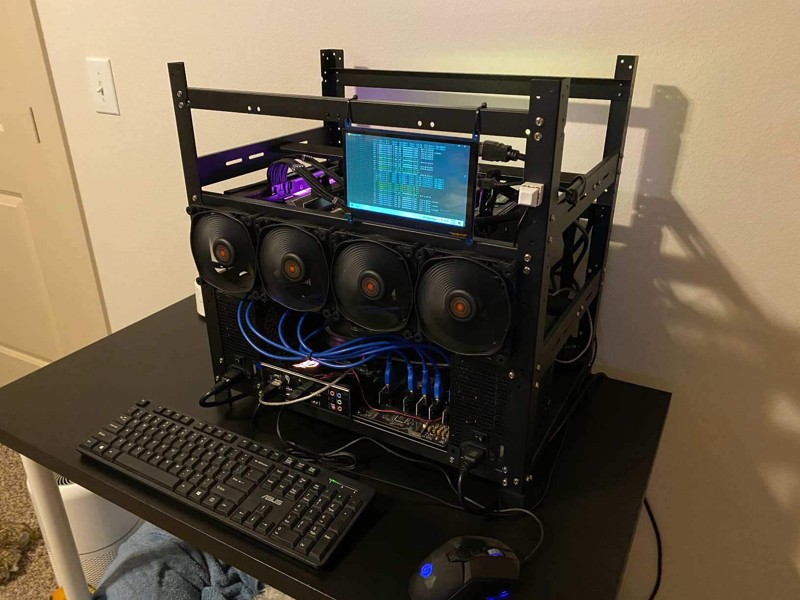 Mining Rig Frame for 12GPU, Steel Open Air Miner Mining Frame Rig Case, Support to Dual Power Supply for Crypto Coin Currency Bitcoin ETH ETC ZEC Mining Tools - Frame Only, Fans & GPU is not Included customer photo 1
