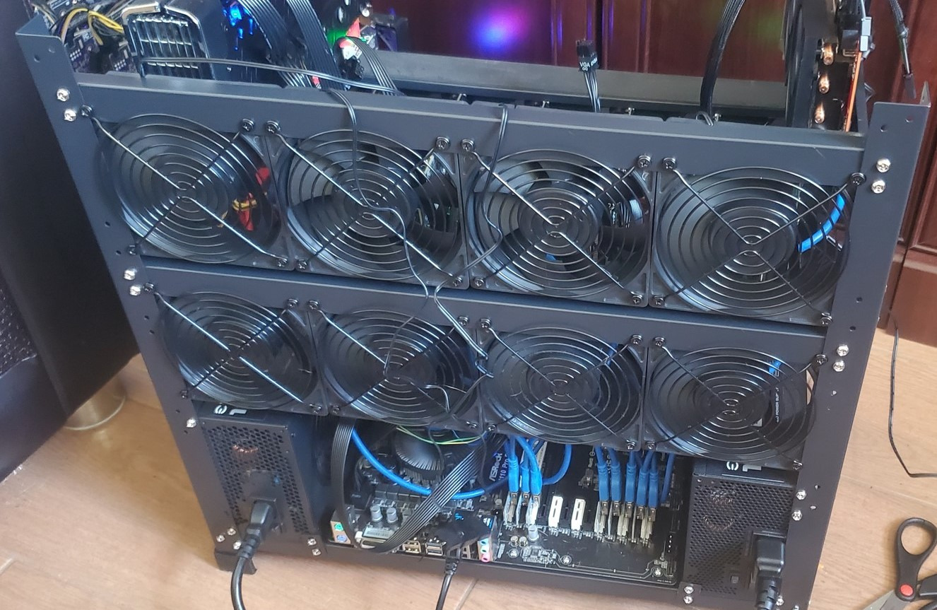 Mining Rig Frame for 12GPU, Steel Open Air Miner Mining Frame Rig Case, Support to Dual Power Supply for Crypto Coin Currency Bitcoin ETH ETC ZEC Mining Tools - Frame Only, Fans & GPU is not Included customer photo 2