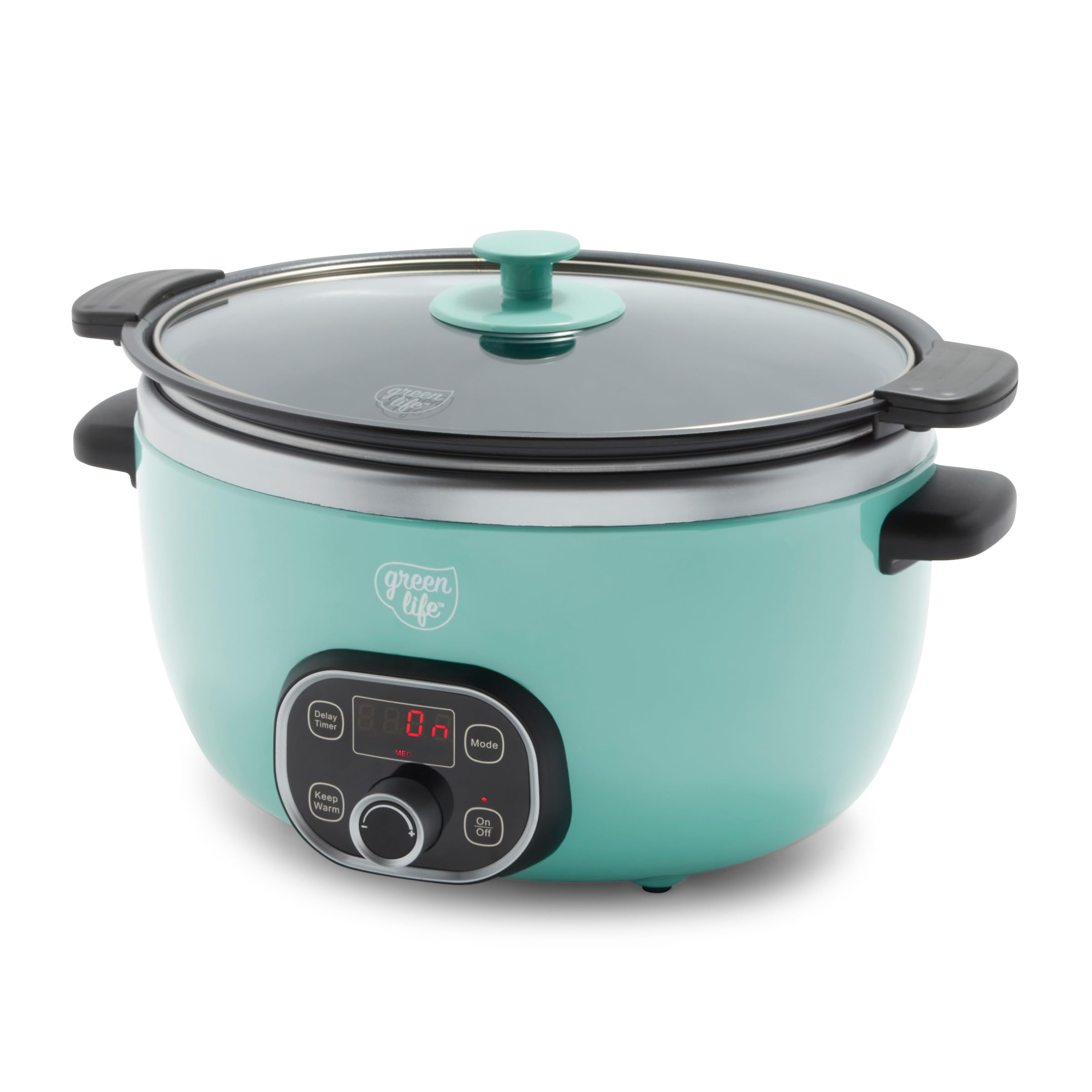 GreenLife 6QT Ceramic Slow Cooker, PFAS-Free, Programmable, Removable Healthy Nonstick Pot for Family Meals, Sear on Stovetop, Keep Warm, Digital Timer, Dishwasher Safe Crock, Turquoise customer photo 1