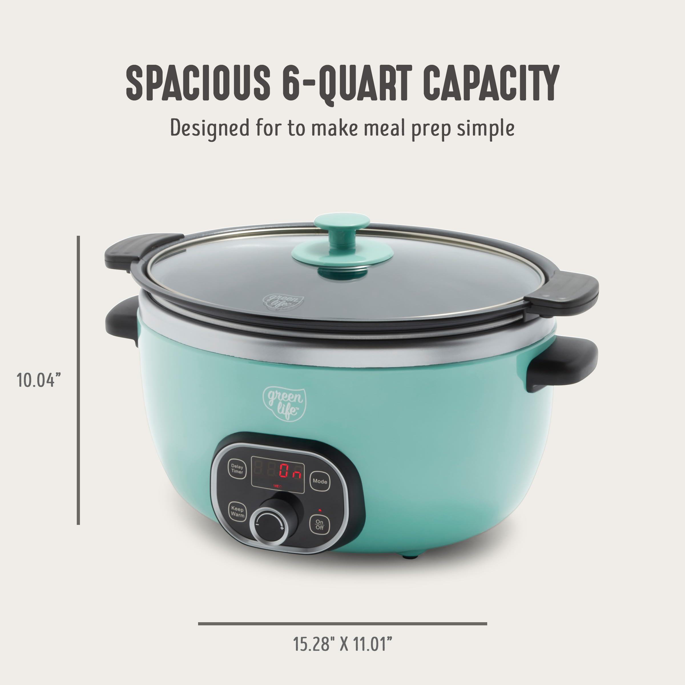 GreenLife 6QT Ceramic Slow Cooker, PFAS-Free, Programmable, Removable Healthy Nonstick Pot for Family Meals, Sear on Stovetop, Keep Warm, Digital Timer, Dishwasher Safe Crock, Turquoise customer photo 2