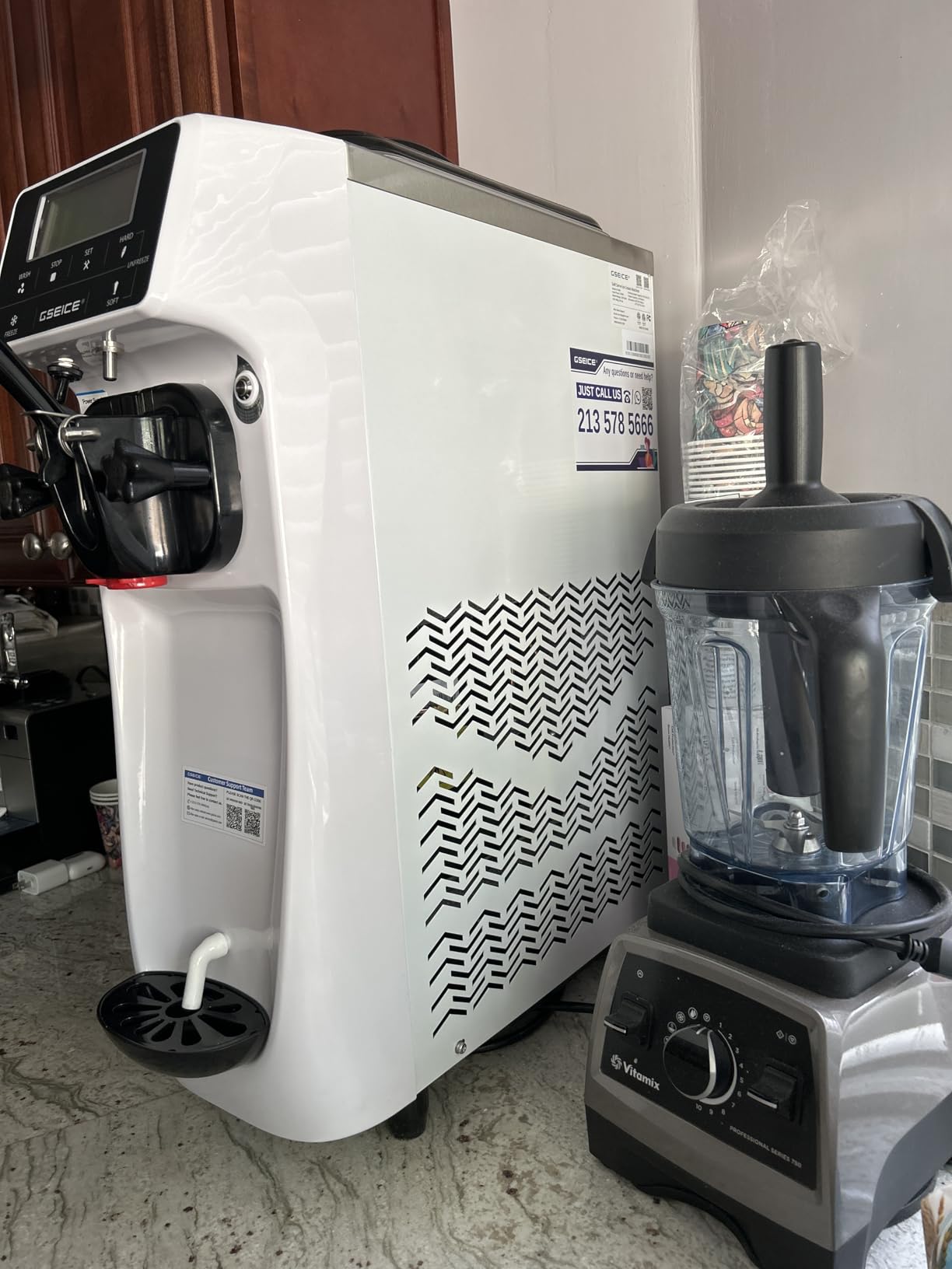 Ice Cream Maker Machine for Home, 5 Inch Screen Soft Serve Ice Cream Machine 3.5 Gals/H Single Flavor Ice Cream Maker with Pre-Cooling Soft Serve Machine with 1.6 Gals Tank for Birthday Party customer photo 2