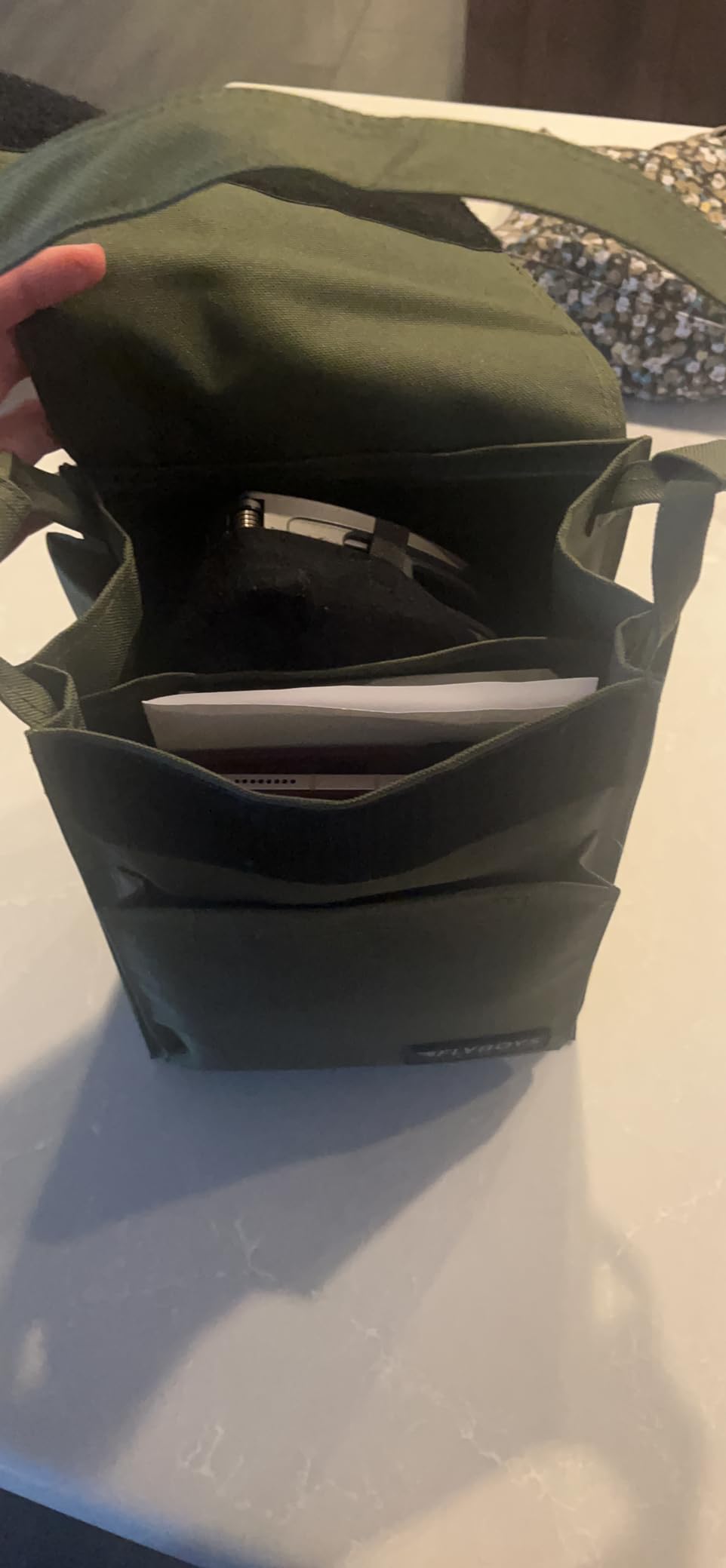 FLYBOYS Regular PubsBag - Expandable Pilot Flight Bag with FOD-Resistant Closure, 3 Compartments, Removable Divider, Pen Holders & Stretch Side Pocket - Olive customer photo 1