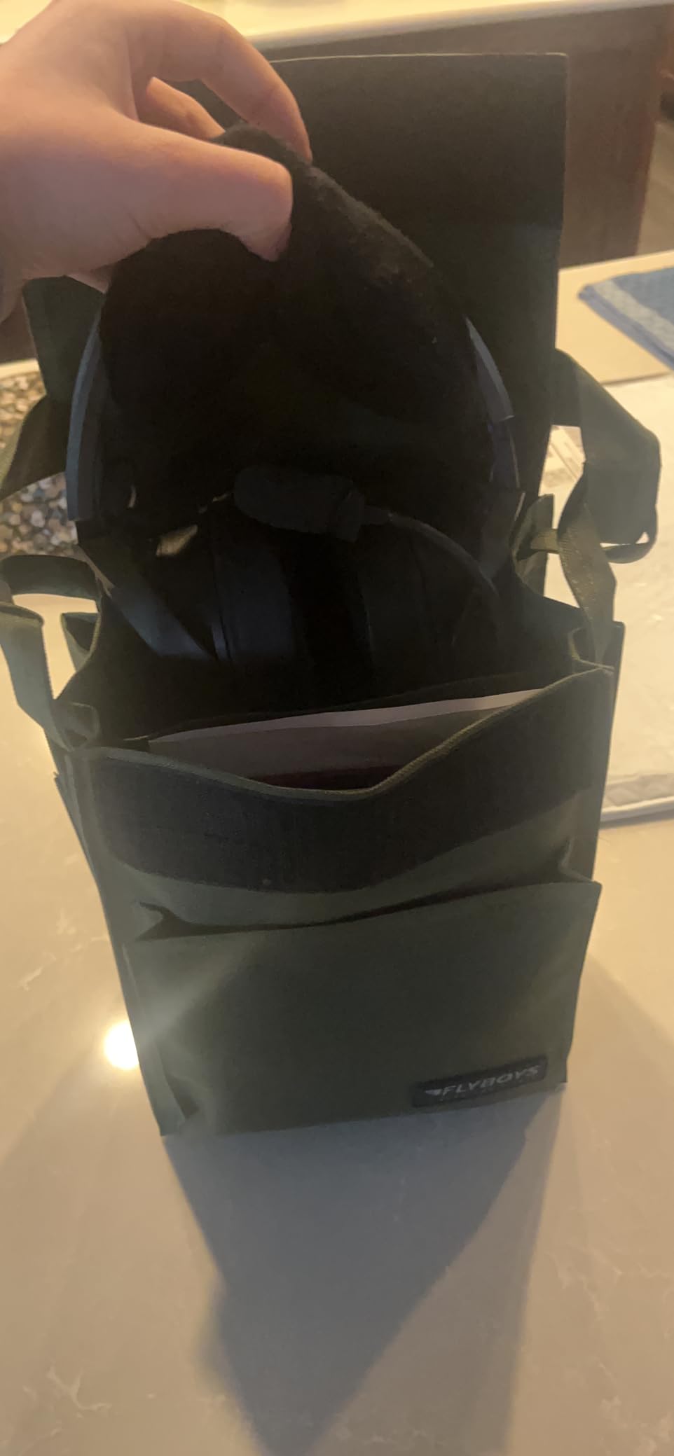 FLYBOYS Regular PubsBag - Expandable Pilot Flight Bag with FOD-Resistant Closure, 3 Compartments, Removable Divider, Pen Holders & Stretch Side Pocket - Olive customer photo 2