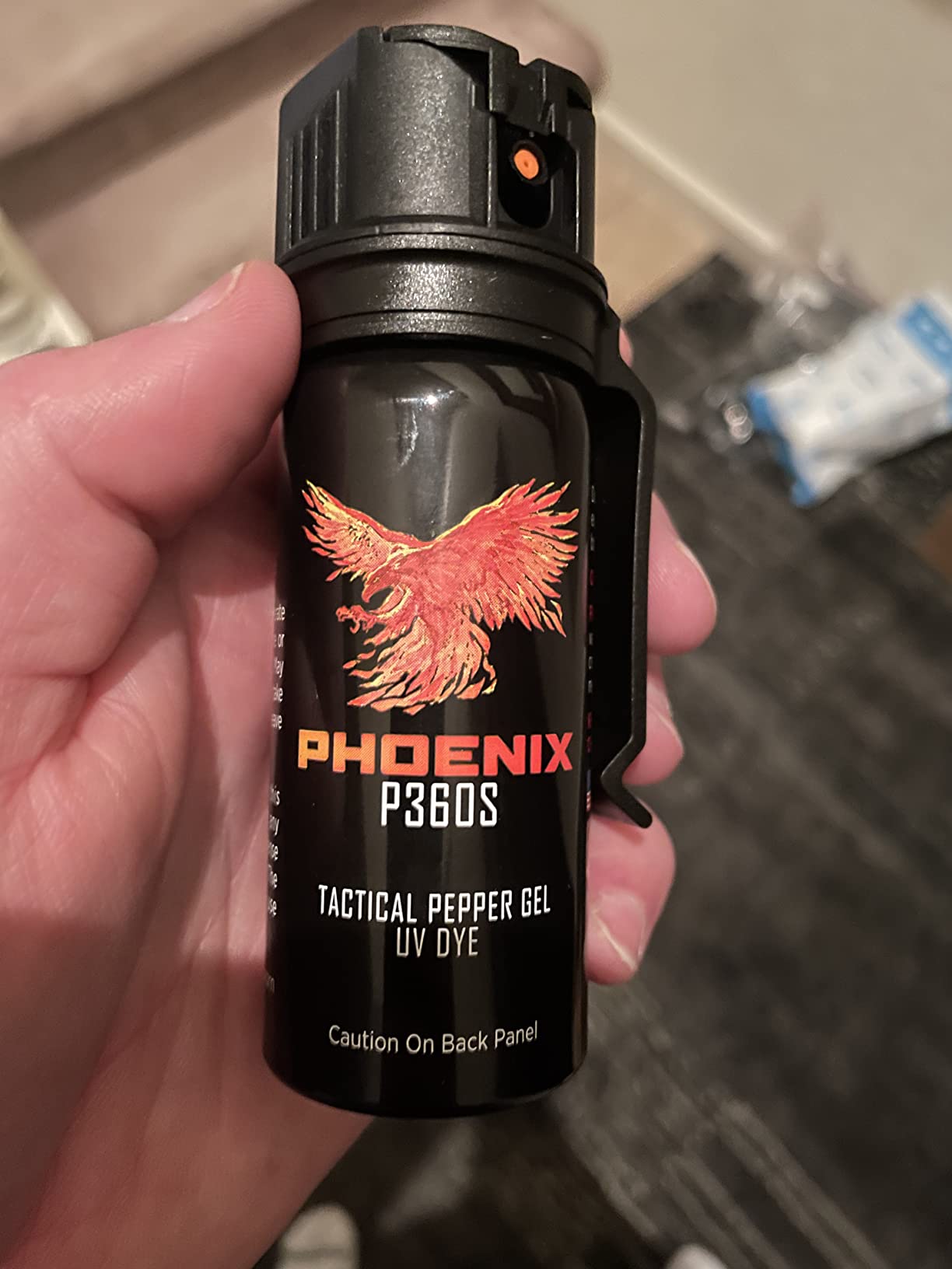 Phoenix P360S Pepper Gel from qseel. Maximum Strength Police & Military Grade Pepper Spray, Gel is Better, Sprays at Any Angle 18 feet, Flip-top Safety and Belt Clip Included customer photo 2