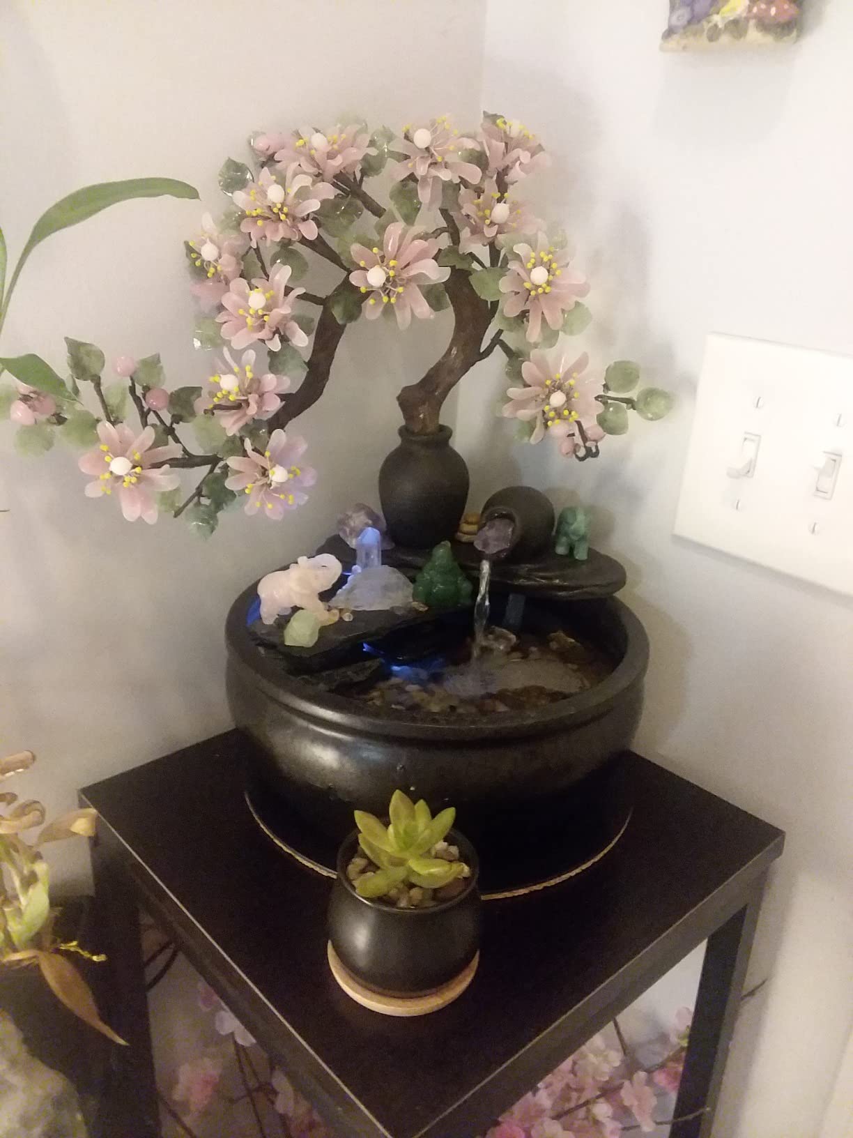 Ceramic Tabletop Fountain for Indoor and Home Decoration Table Desk Office Patio (Ceramic Pot Fountain) (Black) customer photo 2