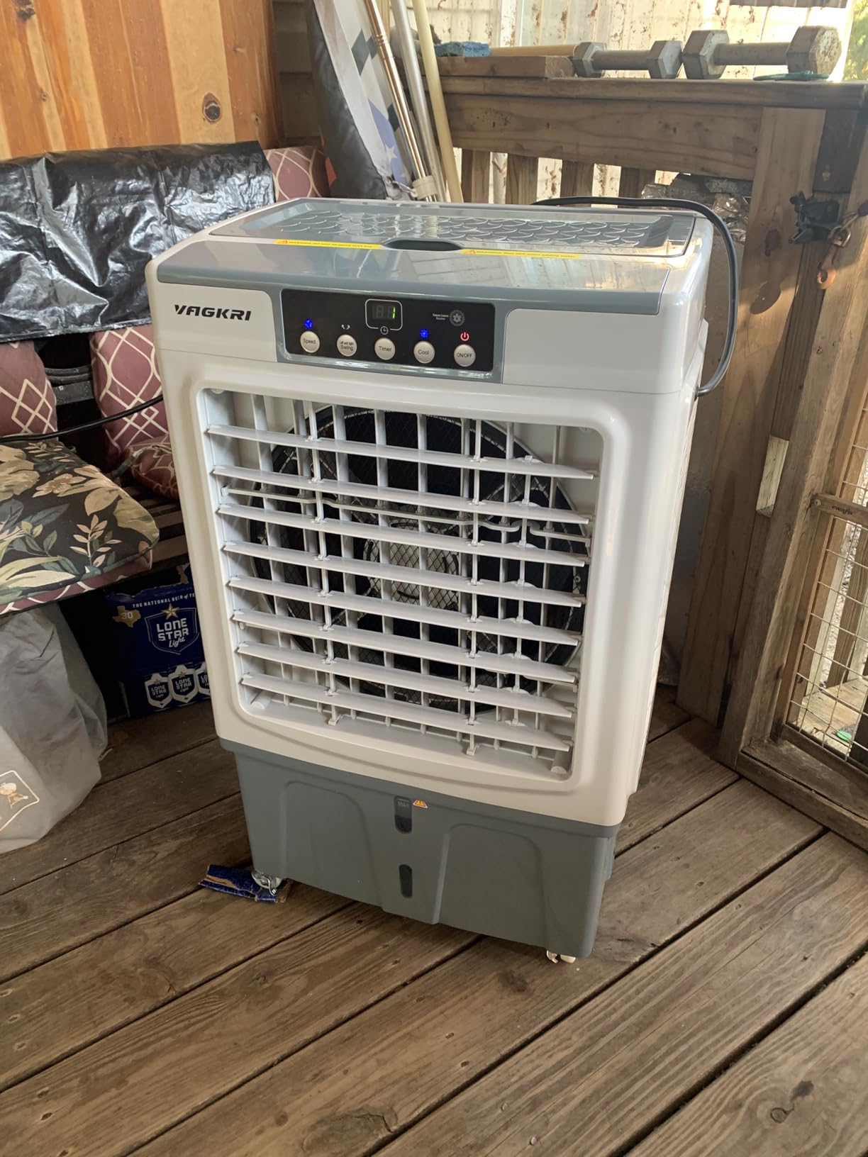 VAGKRI Swamp Cooler, 2100CFM Evaporative Air Cooler with 3 Modes & Wind Speeds, 120°Oscillation, 24H Timer, Portable Outdoor Air Conditioner with Auto Fill for Patio Garage Commercial Use, 8 Gallon customer photo 1
