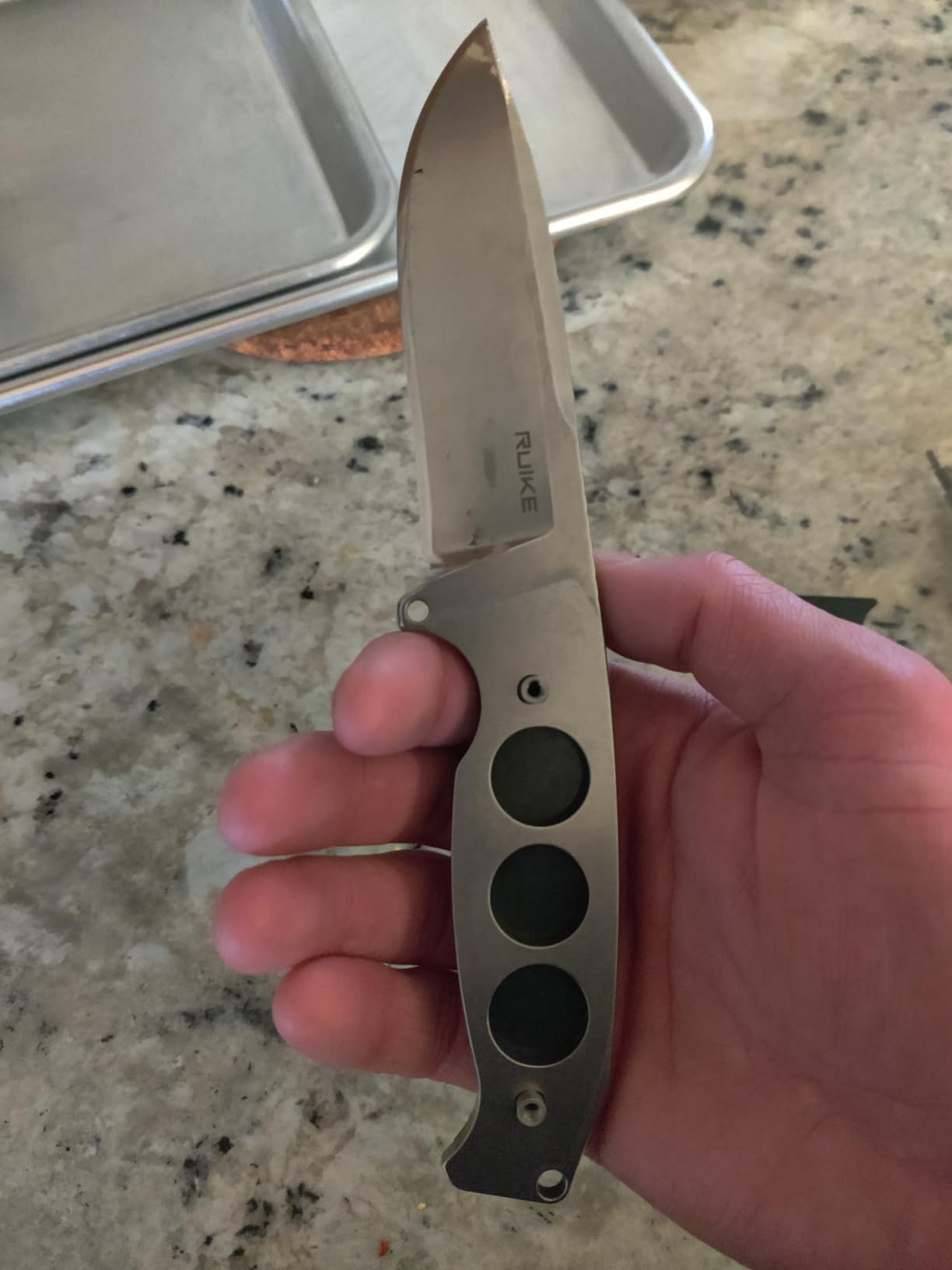 Ruike Camping Small Fixed Blade Knife with Sheath 360 Rotate, 14c28n Tactical Full-tang Large Big Stainless Steel, Hunting Survival Bushcraft Top Hiking Tool, Men EDC Outdoor Belt Hidden Horizontal Case customer photo 2