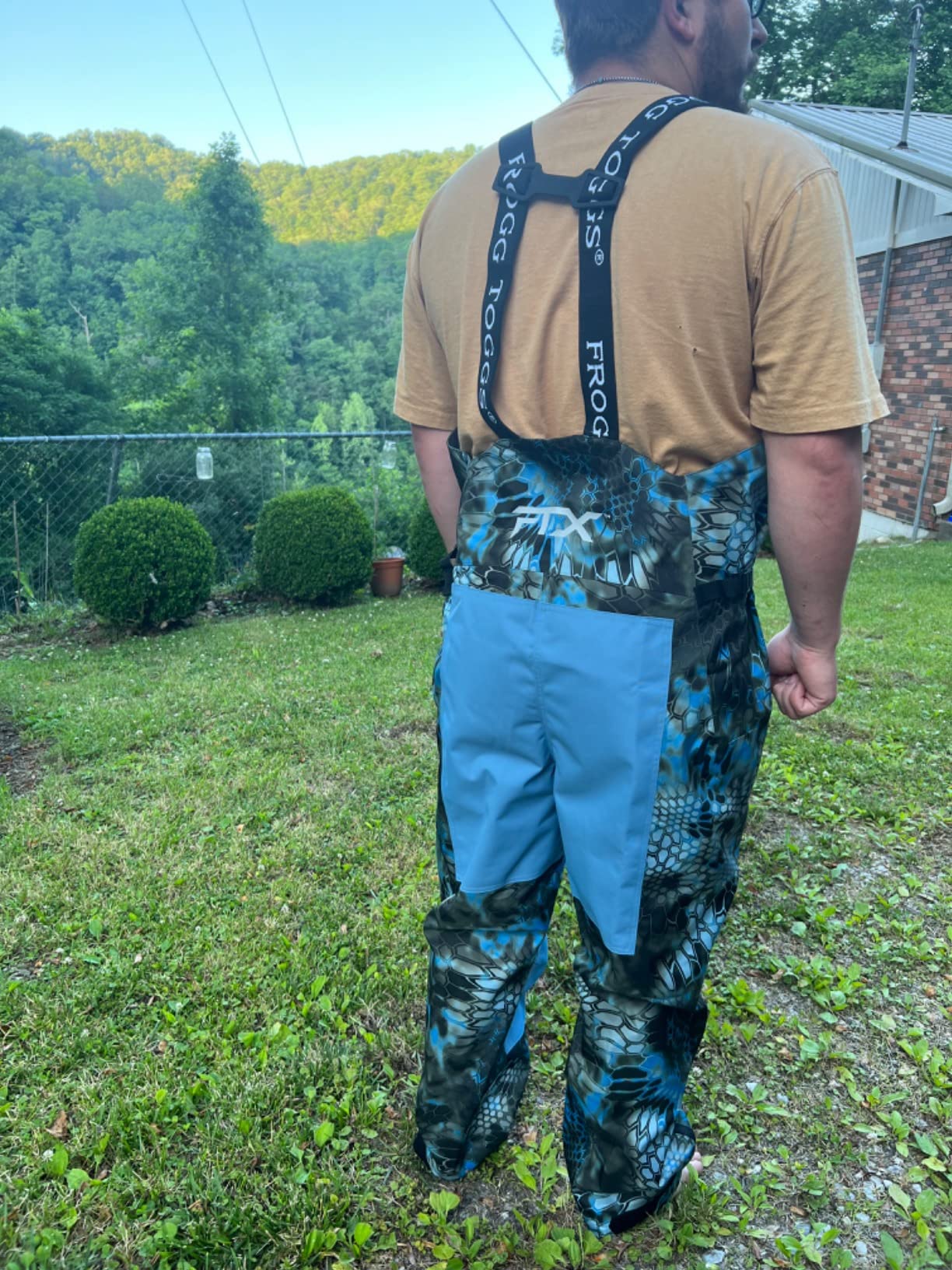 Men's FTX Armor Premium Waterproof Rain, Fishing Bibs, Ocean Blue, Small customer photo 2