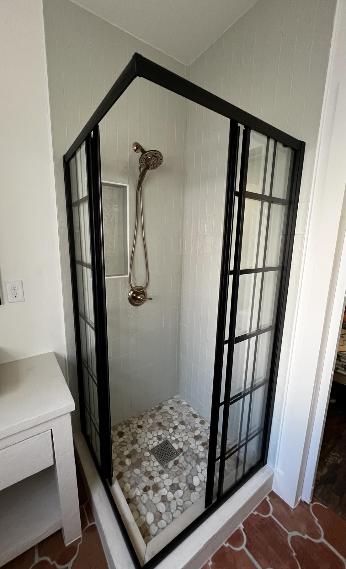 ELEGANT Corner Shower Enclosure 36 in. D x 36 in. W x 72 in. H, Double Sliding Corner Shower Door with 1/4 in. Tempered Glass, Sliding Shower Enclosure in Black customer photo 1