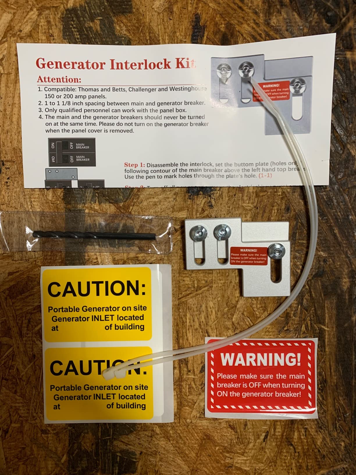 Generator Interlock Kit for Thomas and Betts, Challenger, Westinghouse 150 or 200 Amp Panels, 1 to 1 1/8 Inches Spacing, Blue customer photo 2
