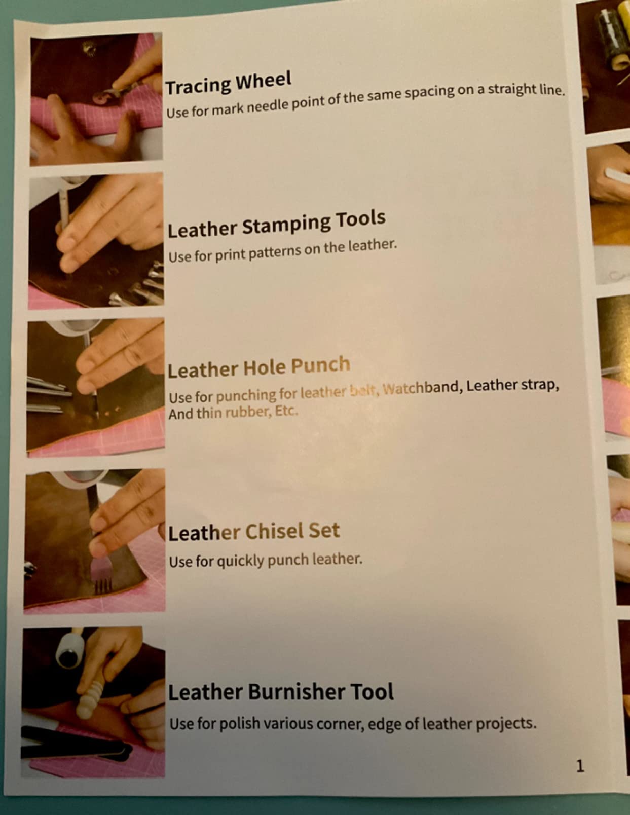 FifthQuarter Leather Tooling Kit: 458 Pcs Essential Leather Working Tools and Supplies for Starter with Guide Craft Tool Kits with Organizer for Stamping | Cutting | Stitching | Carving customer photo 2