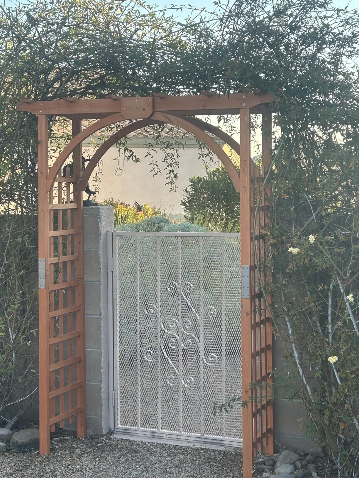 Yaheetech 85in Wooden Garden Trellis Horticulture Garden Arch Arbor for Climbing Planting Plant Stand in Garden Yard Outdoor, Brown customer photo 2