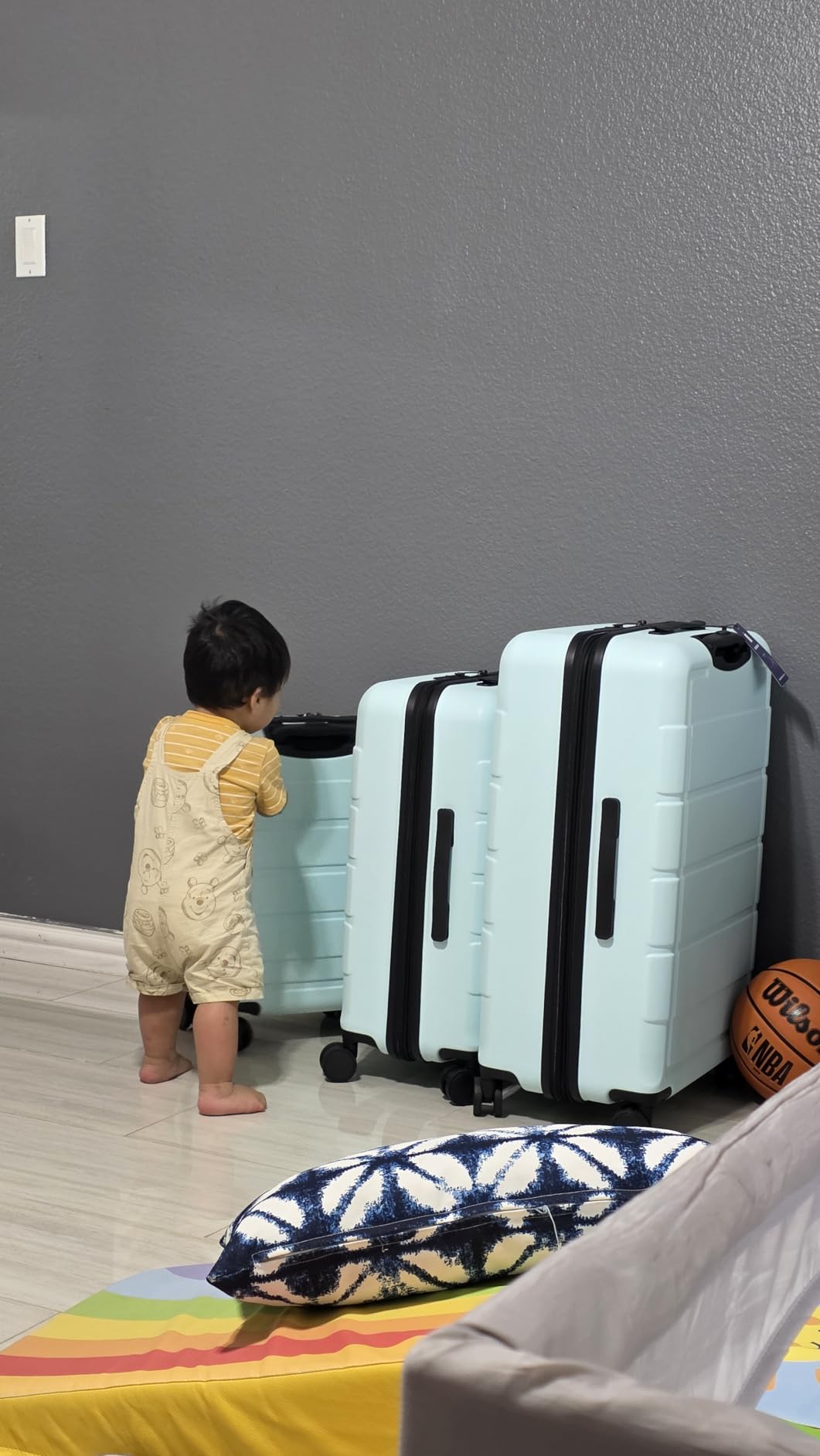 Luggage Sets Expandable 100% PC Durable Suitcase Sets Double Wheels TSA Lock 4 Piece Luggage Set Navy customer photo 1