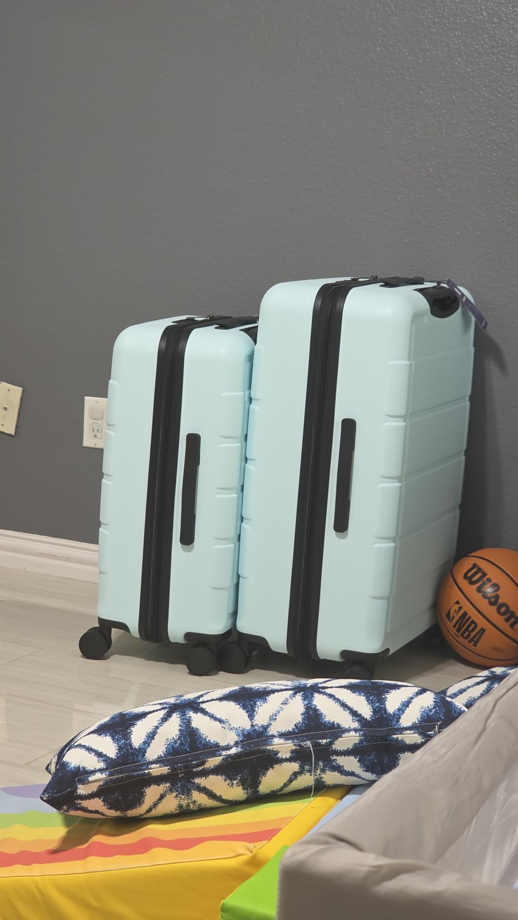 Luggage Sets Expandable 100% PC Durable Suitcase Sets Double Wheels TSA Lock 4 Piece Luggage Set Navy customer photo 2