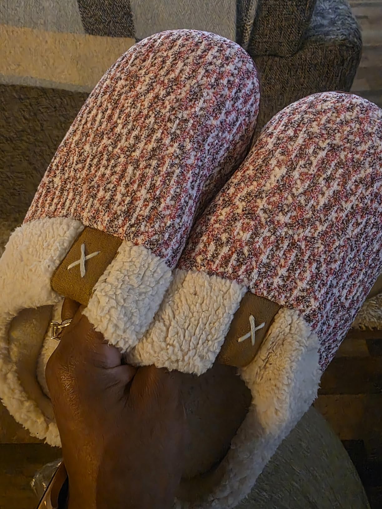 Women's Indoor Bedroom Slipper with Memory Foam, Gift for Women, Wool-Like House Shoe with Anti-Skid Rubber Sole for Ladies customer photo 2