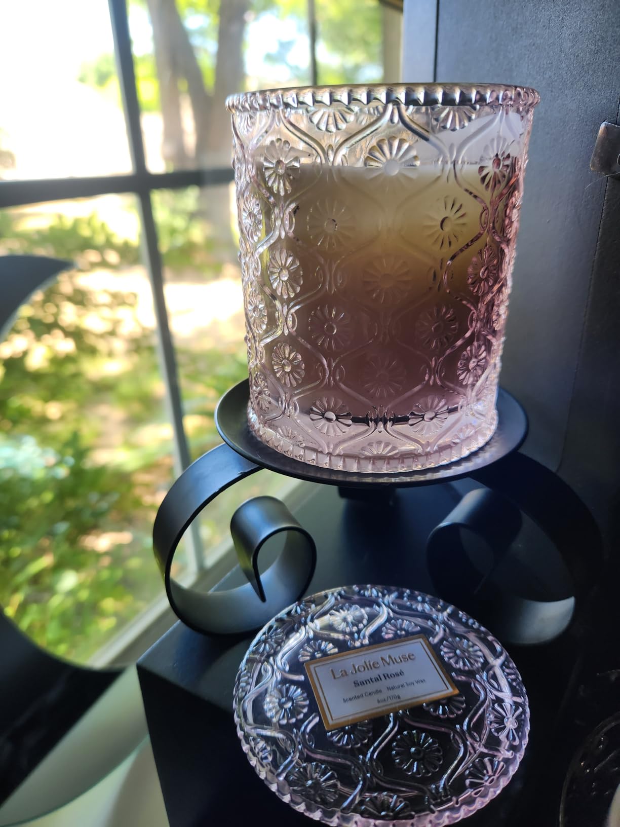 LA JOLIE MUSE Santal Rose Scented Candles for Home, Natural Soy 40 Hrs | Luxury Pink Jar Candle, Clean Non Toxic Wax, Gifts for Women, Floral Decorative Candles for Candle Warmer, Sandalwood Rose customer photo 1