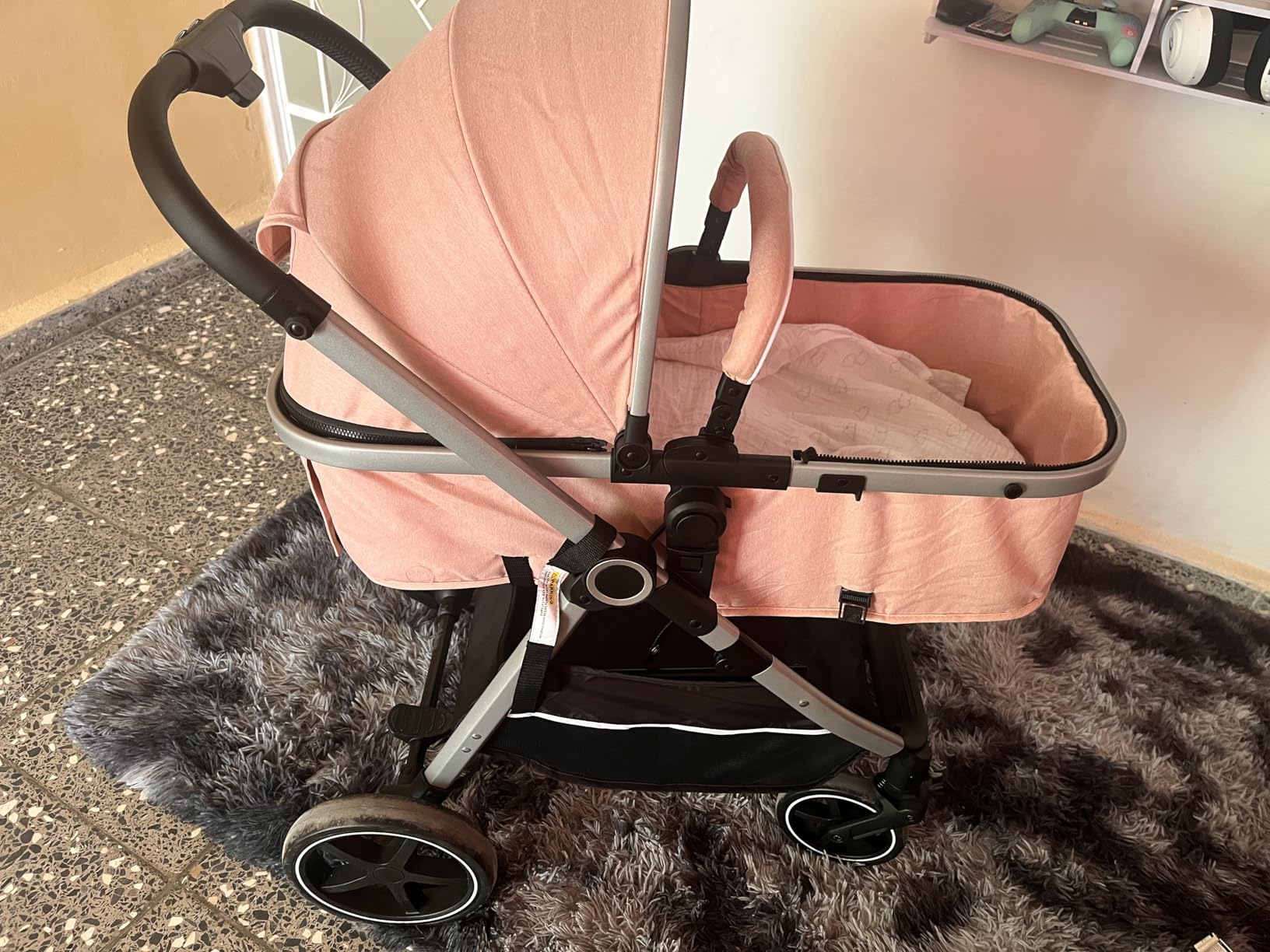 Lortsybab 2-in-1 Baby Stroller - Folding Infant Newborn Pram Stroller with Reversible Seat - Toddler Strollers for 0-36 Months Old Babies (Beige) customer photo 1