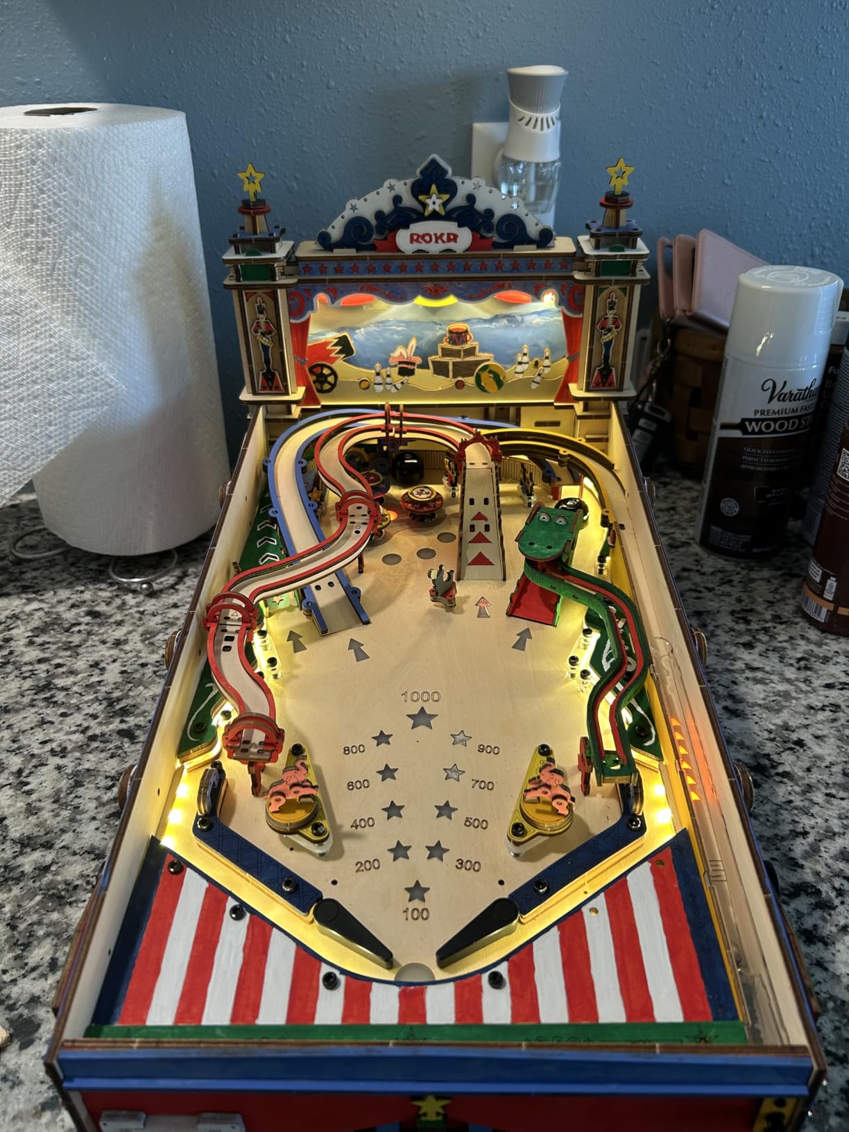 ROKR Miniature Pinball Machine - 3D Wooden Puzzles for Adults - DIY Wood Model Kits customer photo 1