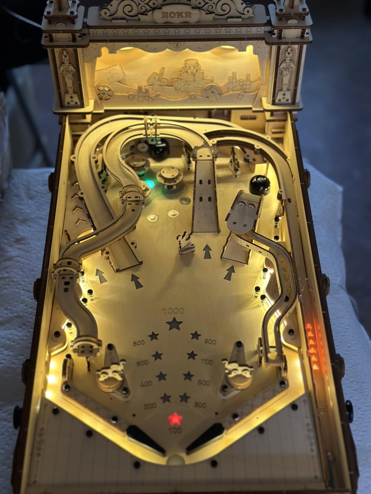 ROKR Miniature Pinball Machine - 3D Wooden Puzzles for Adults - DIY Wood Model Kits customer photo 2