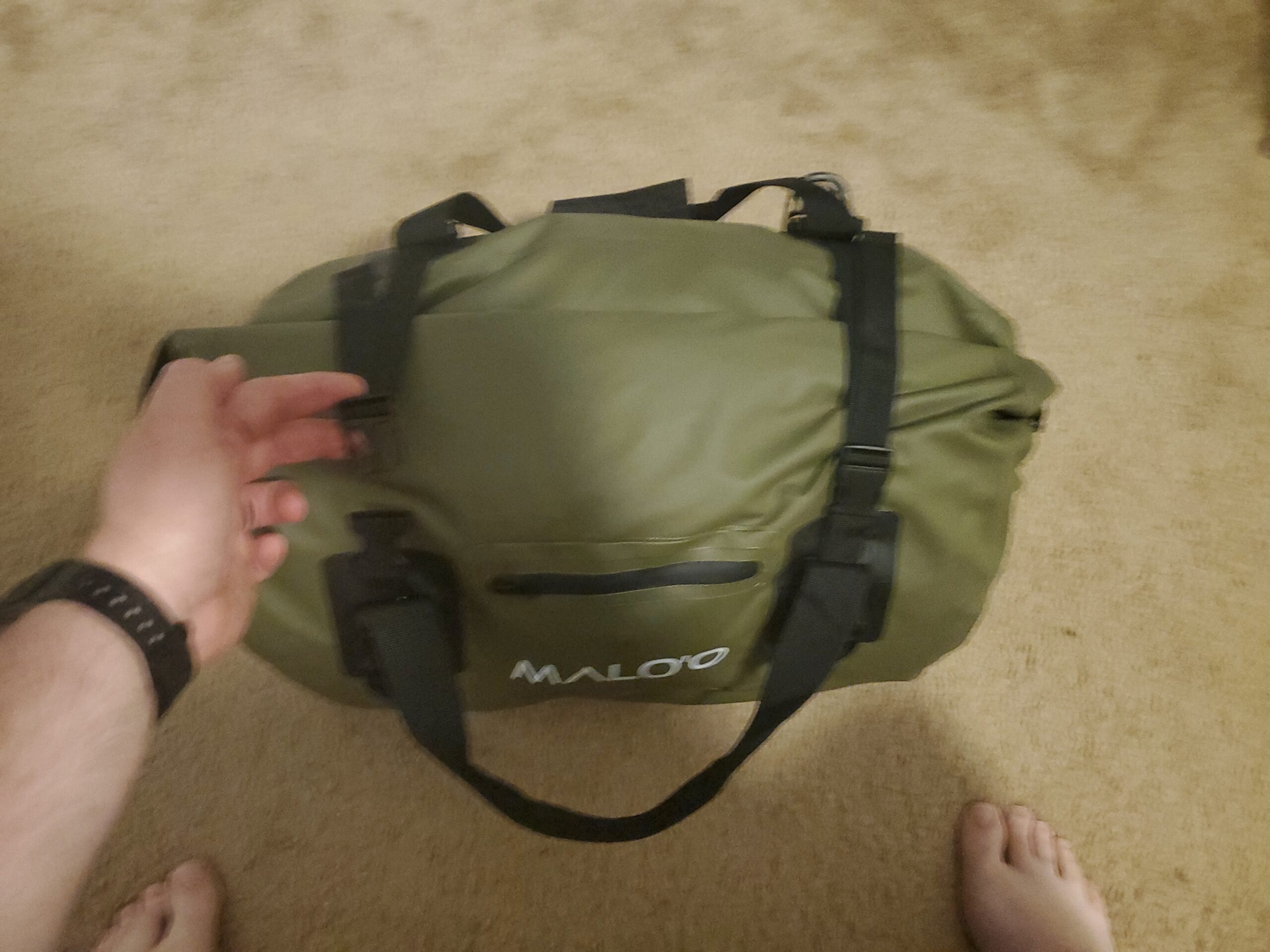 Malo'o Waterproof Dry Duffel, Heavy-Duty Roll Top Waterproof Gear Bag with Shoulder Strap & Molle Loops, Marine Duffel for Kayaking, Boating, Camping, Beach & Travel, Black, 100L customer photo 2