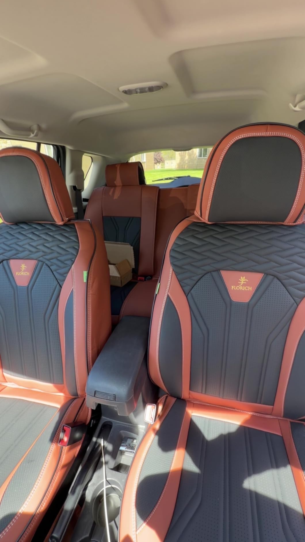 FLORICH Leather Seat Covers, Seat Covers Full Set, Car Seat Protectors 5 Seats,Automotive Seat Covers Fit for Most Cars Trucks-Brown&Black customer photo 2