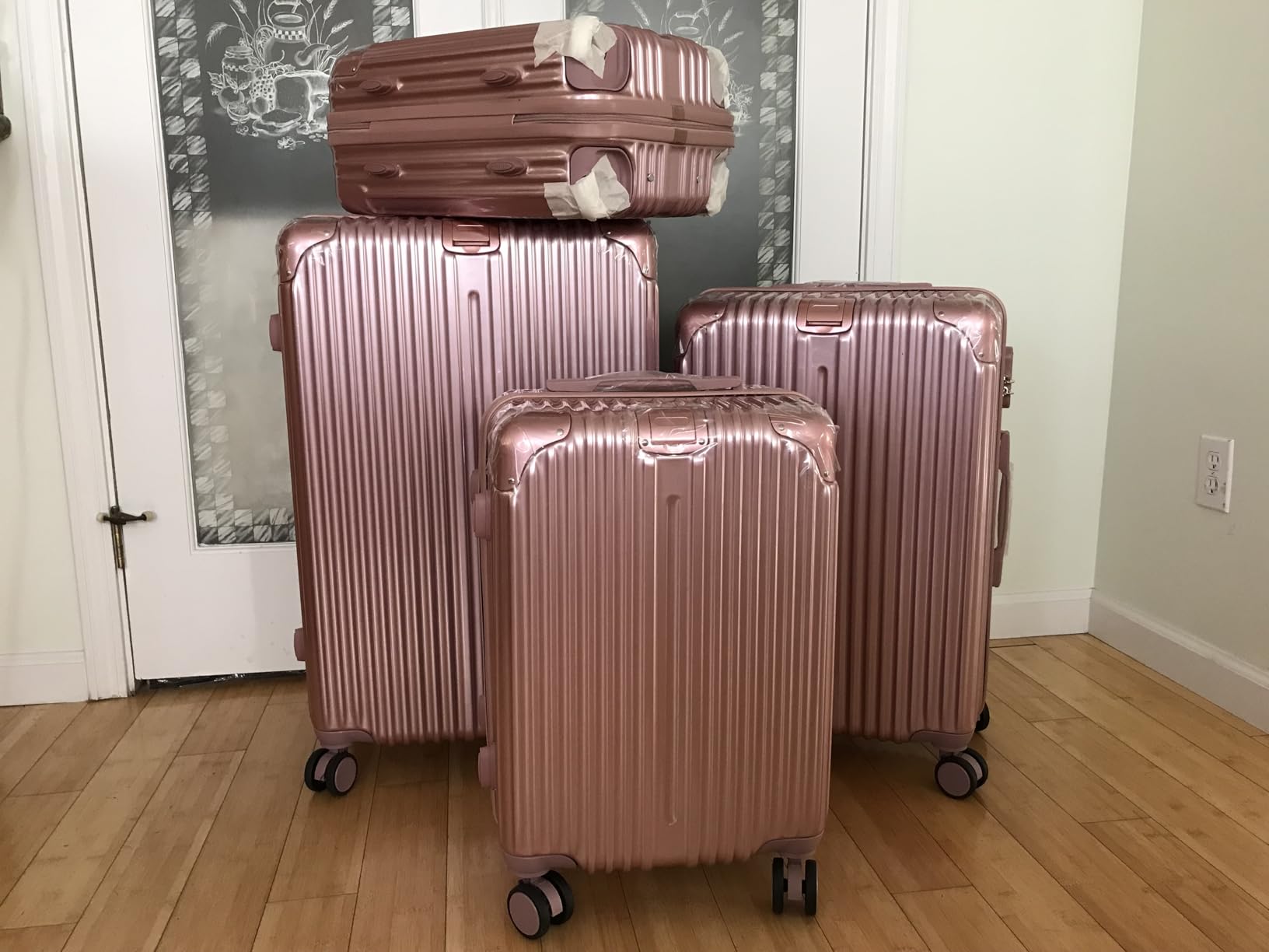 Apelila 4 Piece Luggage Sets for Travel, Hardshell Suitcase with Spinner Wheels (18/20/24/28 Inch), Lightweight Carry On & Checked Luggage for Family Vacation customer photo 2