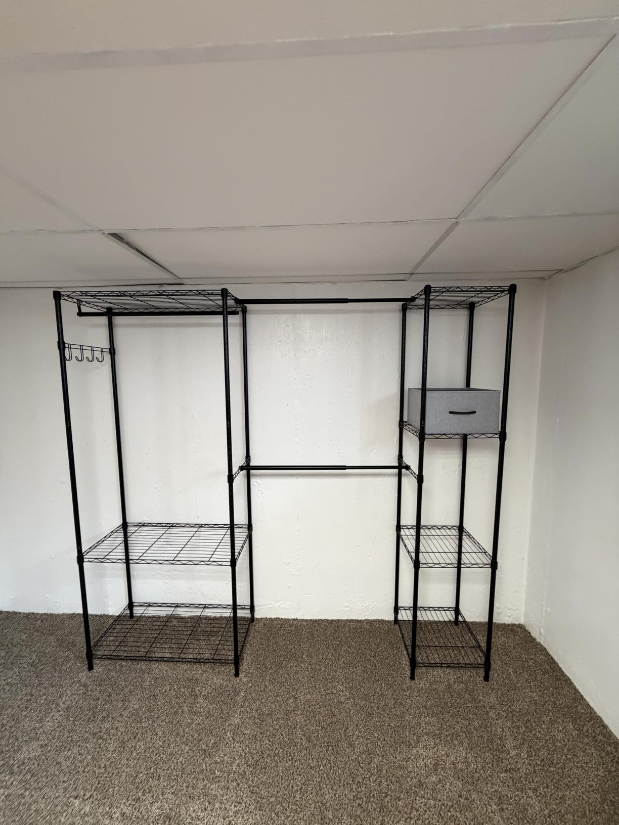 Golpart Heavy Duty Garment Rack Clothes Rack, Large Metal Closet Organizer System Storage Wardrobe, Freestanding Clothing Rack with 7 Adjustable Wire Shelves & 3 Hang Rods, MaxLoad 1500lbs customer photo 2