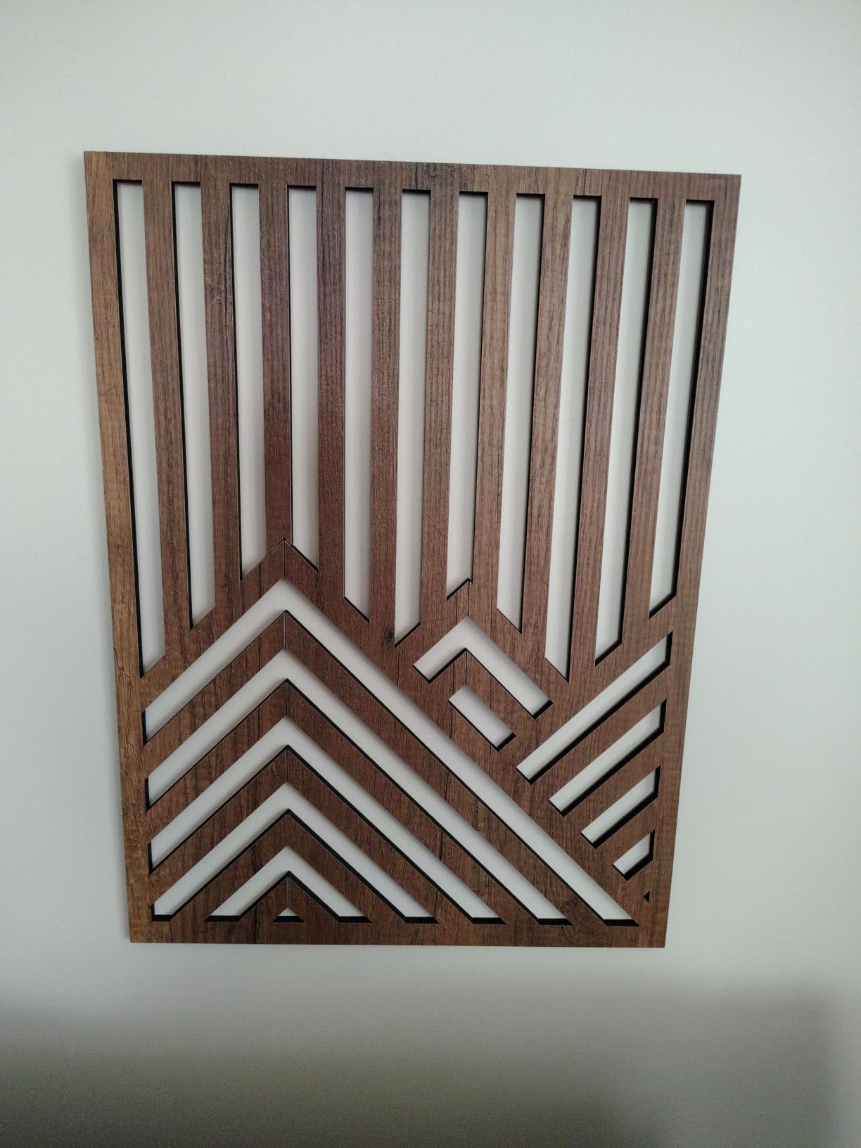qmmp Modern Wooden Wall Sculptures - Set of 3 - Home Decor Accent - Large Wall Art for Living Room, Bedroom, Office - Easy Installation (Oak, Medium - Mountain and Sun) customer photo 2
