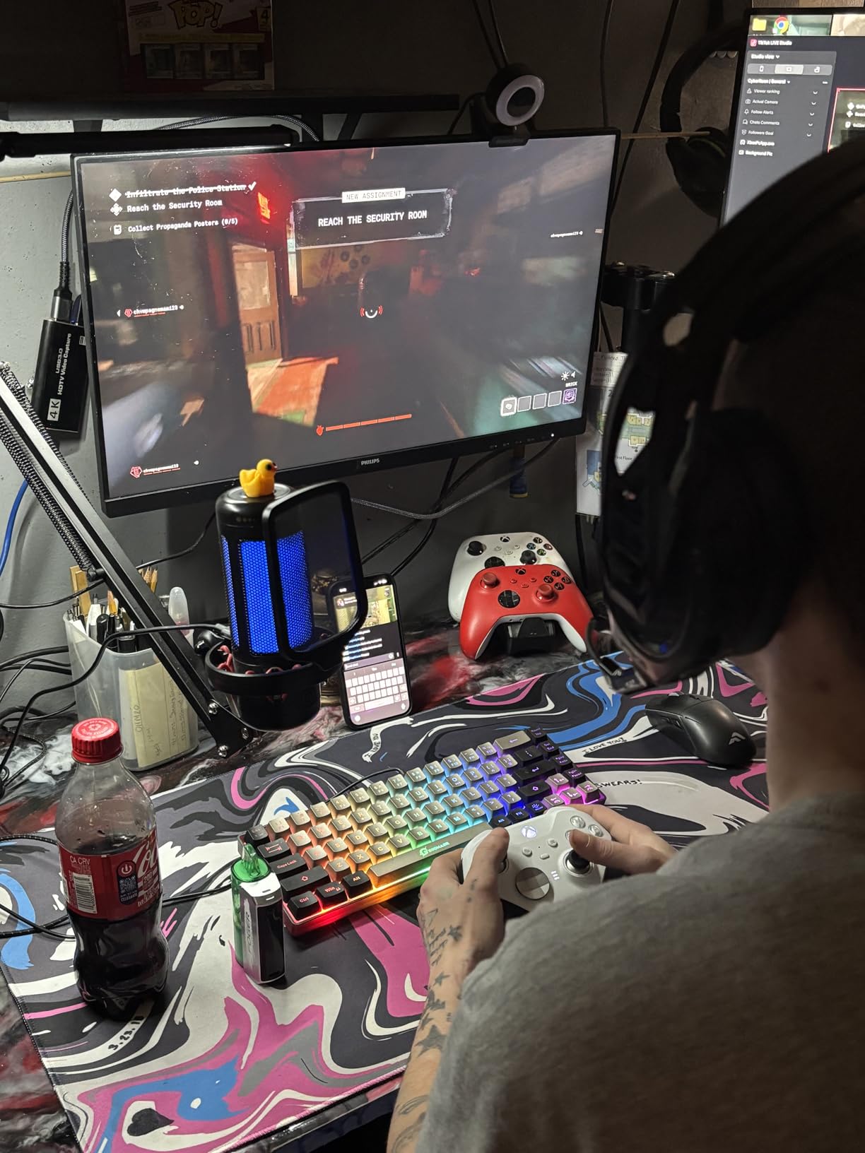 TONOR Gaming Microphone Set with Boom Arm, Vocal Condenser Microphone for PC with Stand, USB Mic with Controllable RGB Light, One Tap Mute, Volume Control, for Discord, Twitch Streaming, TC310+ customer photo 1