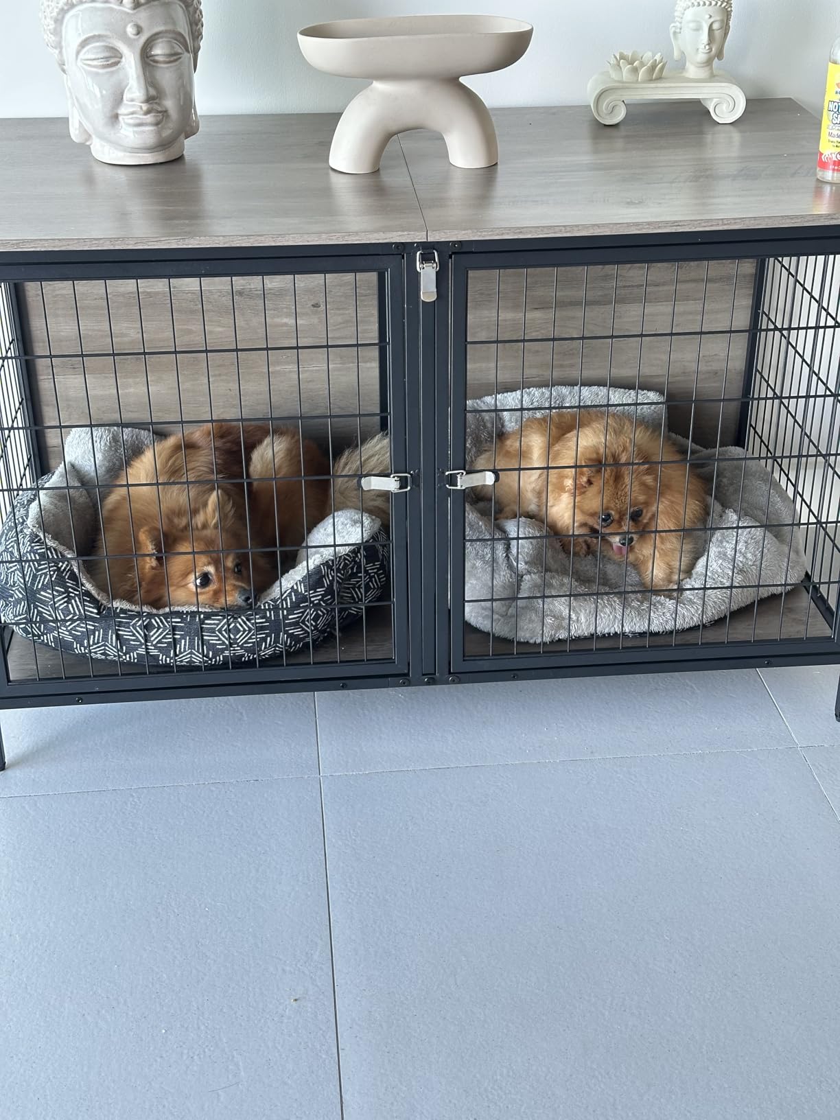 MAHANCRIS Dog Crate Furniture for 2 Dogs, 43.3