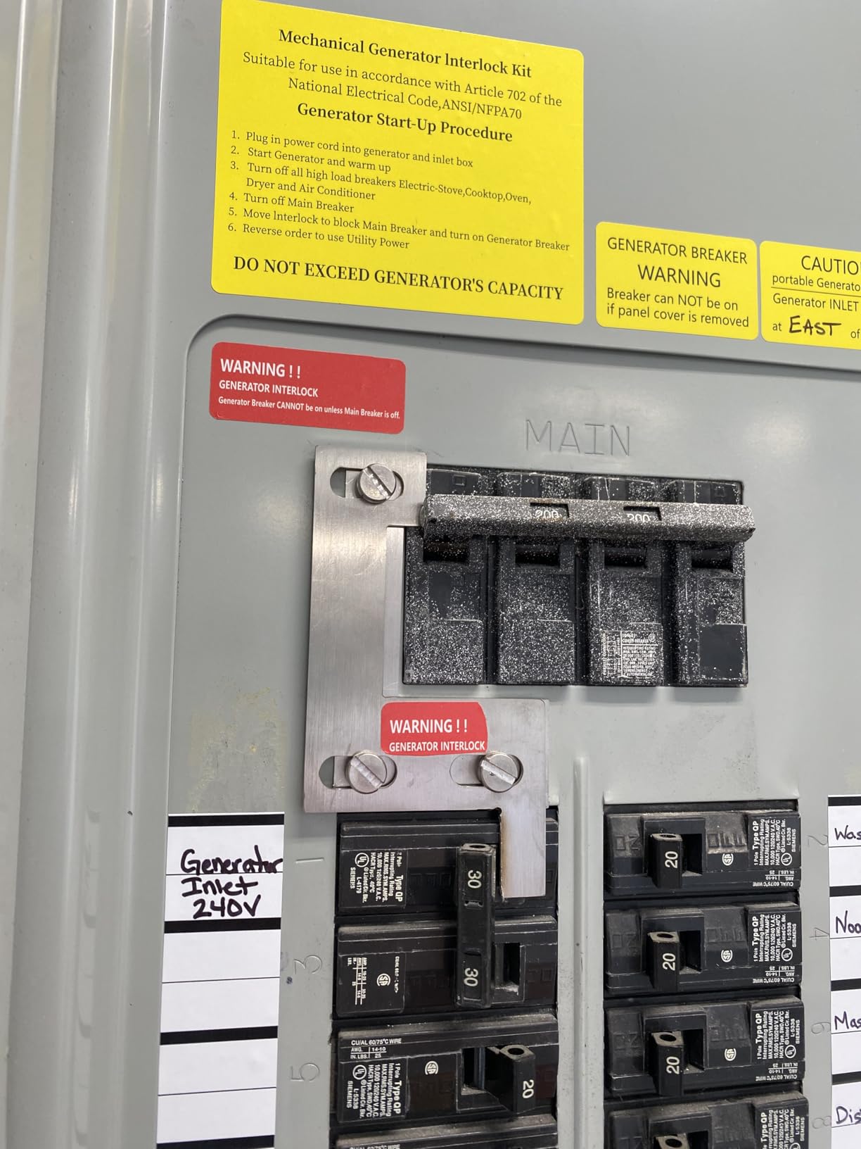 Generator Interlock Kit Compatible with Siemens, ITE, Gould, Murray and Thomas and Betts 150 or 200 amp Panels, 1 1/4 Inch Spacing Between Main Circuit Breaker and Generator Circuit Breaker customer photo 1