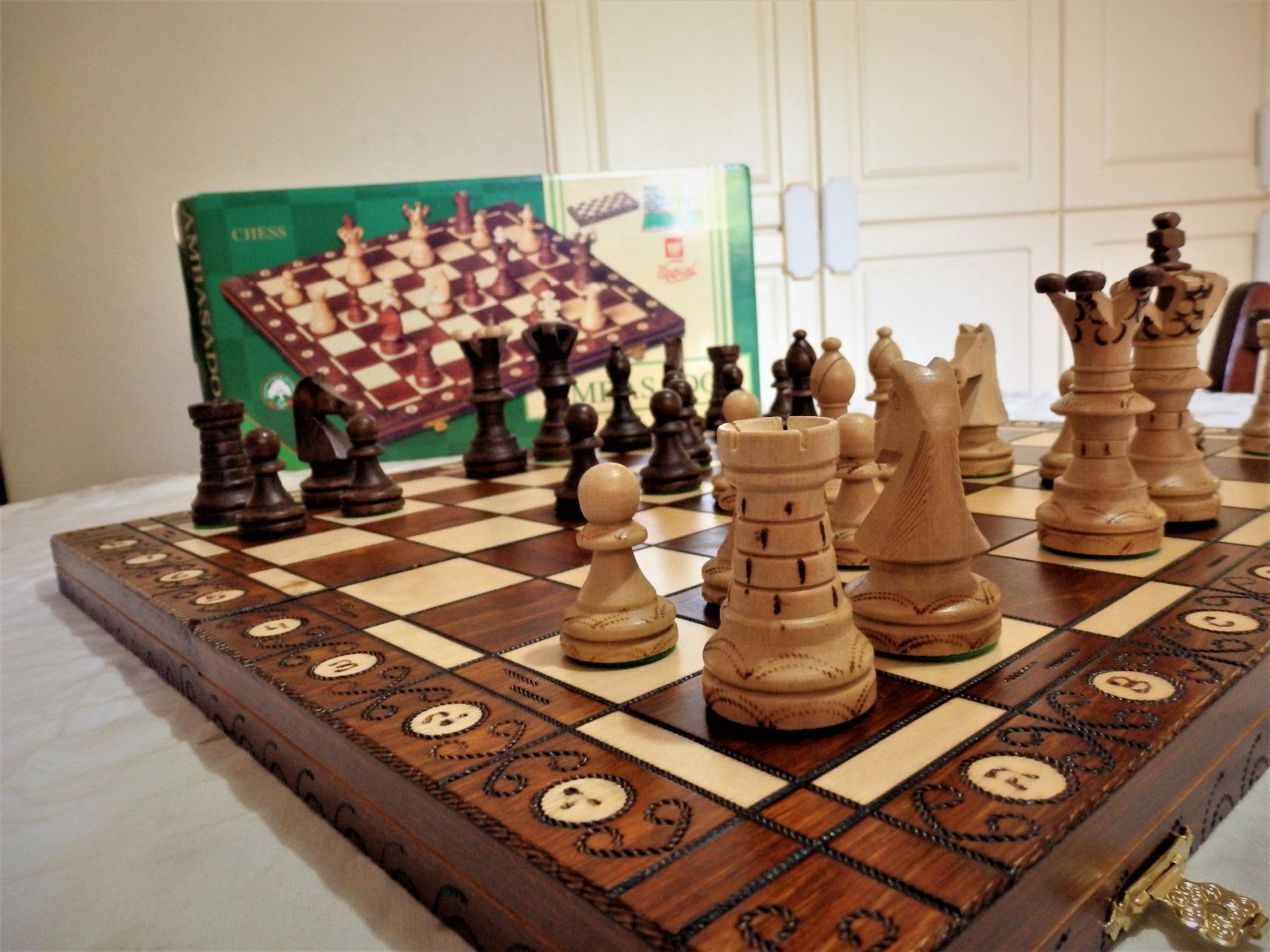 Wegiel Imperator 21-Inch Luxury Wooden Chess Set for Adults and Kids - Handcrafted from Premium Beech and Birch Wood - Unique Folding Design with Chess Piece Storage, Brown customer photo 2